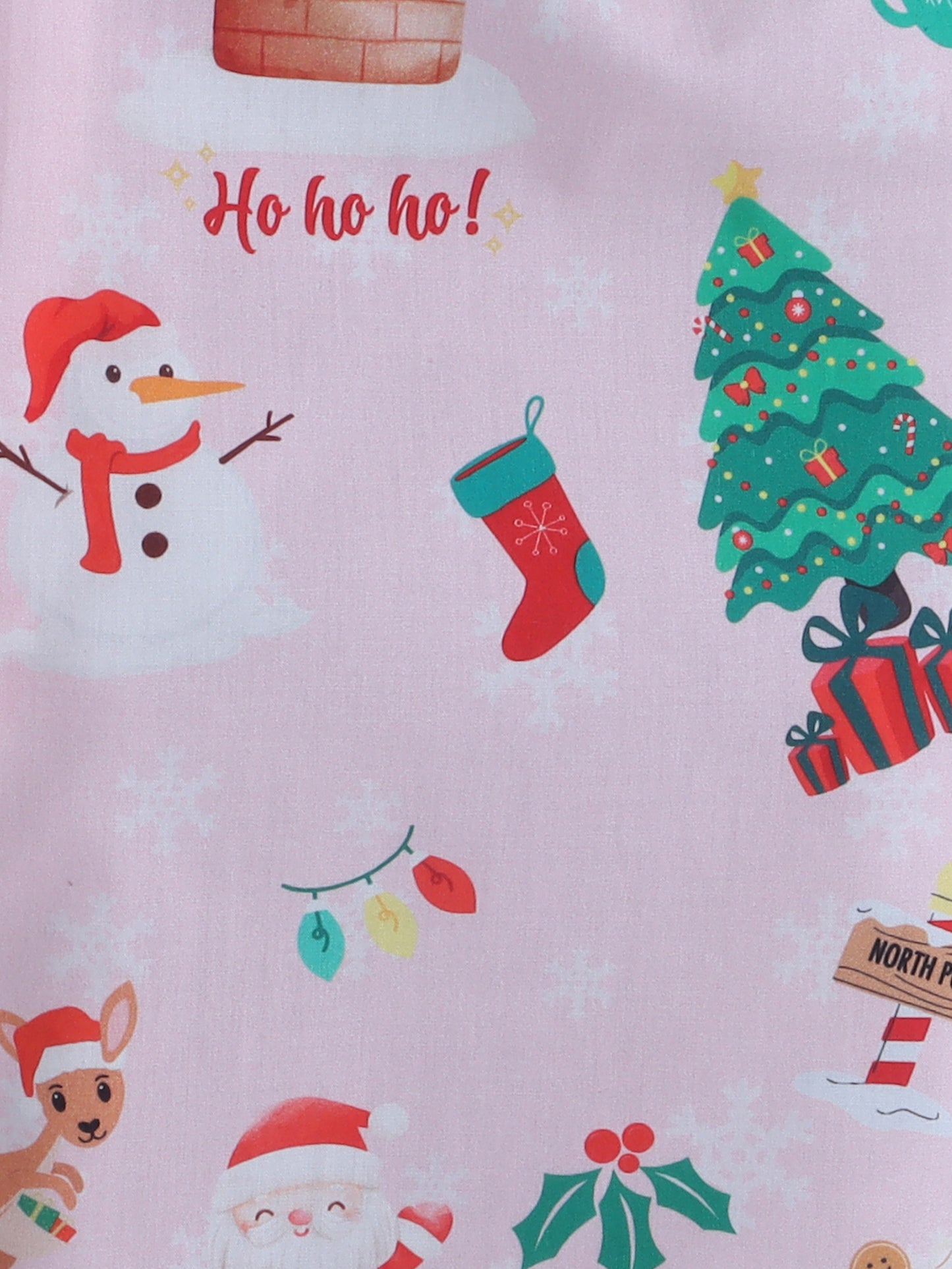 Christmas theme Print Nightsuit- Pink