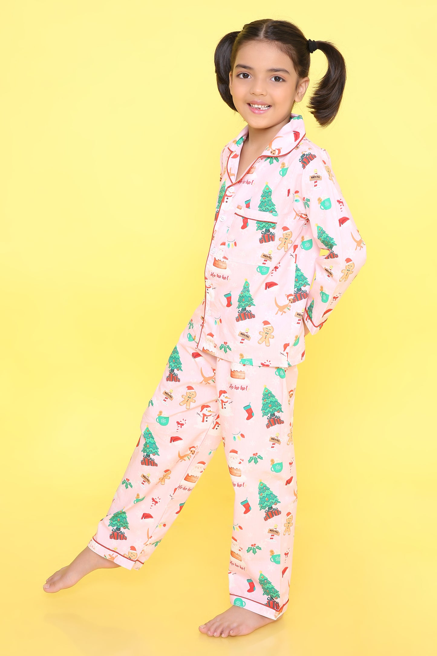Christmas theme Print Nightsuit- Pink