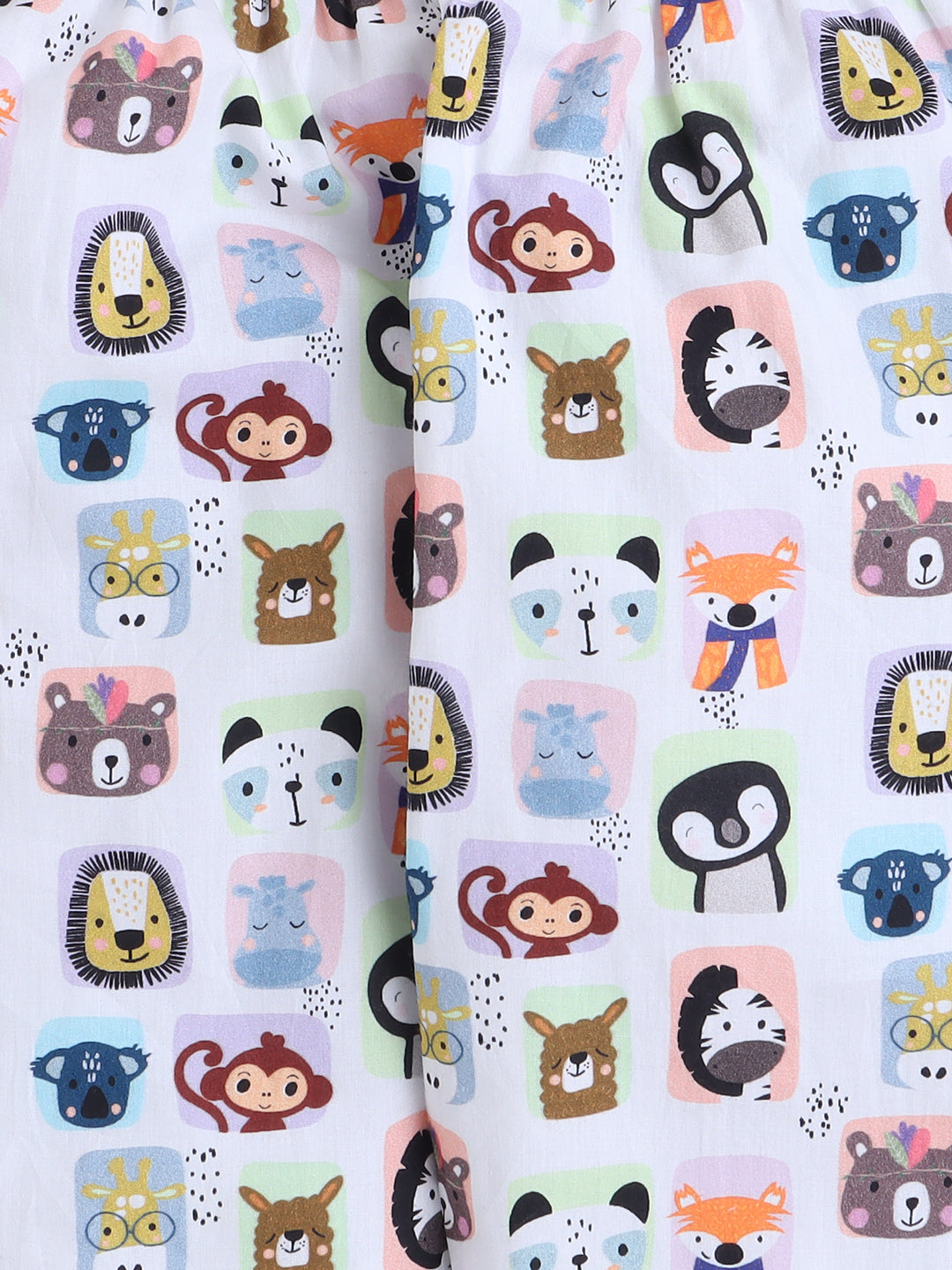 Animals Print Night Suit- White