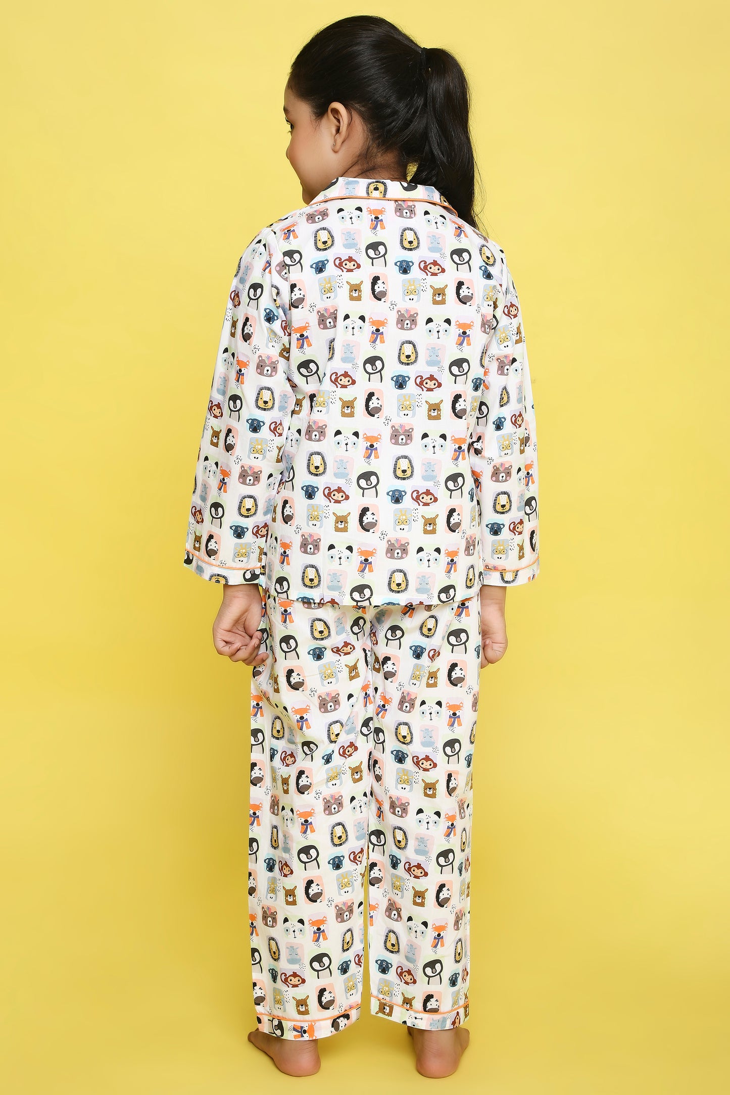 Animals Print Night Suit- White