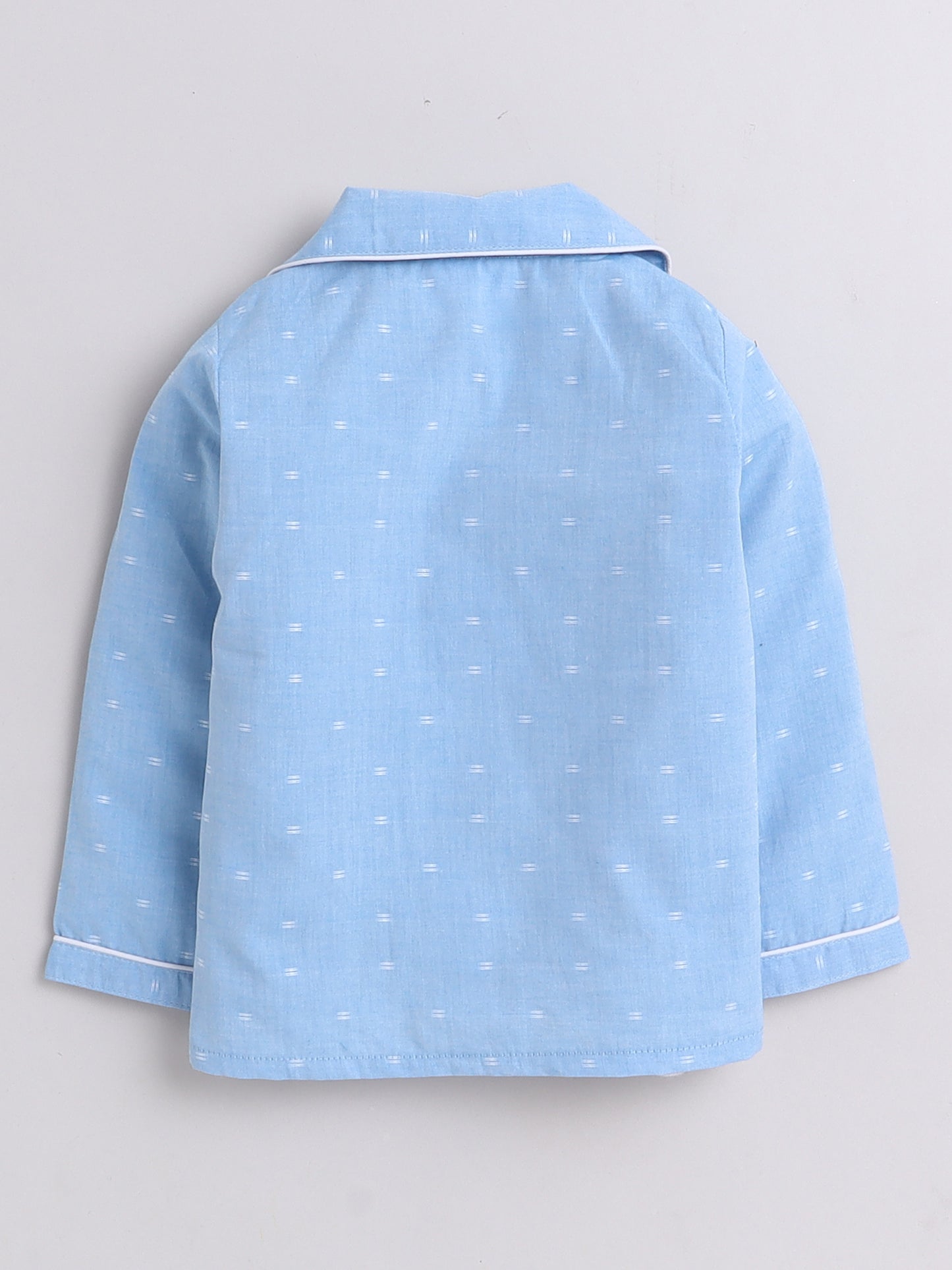 Blue Nightsuit with Astronaut Embrodiery on Pocket