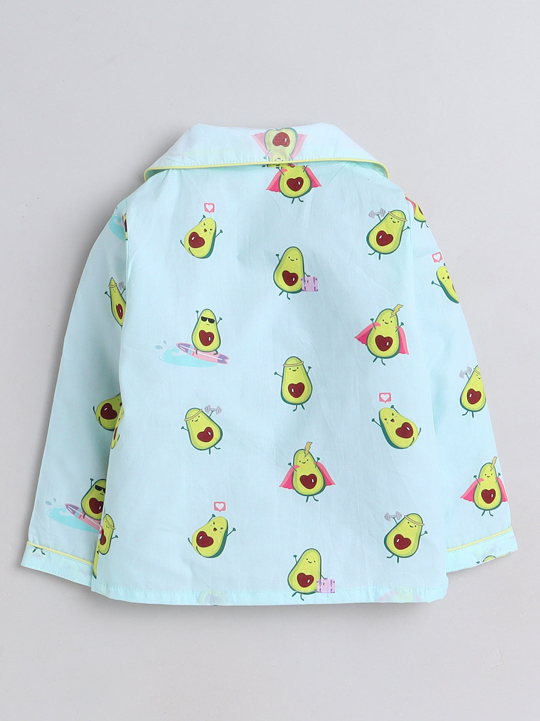 Avacado Print Night Suit- Light Blue