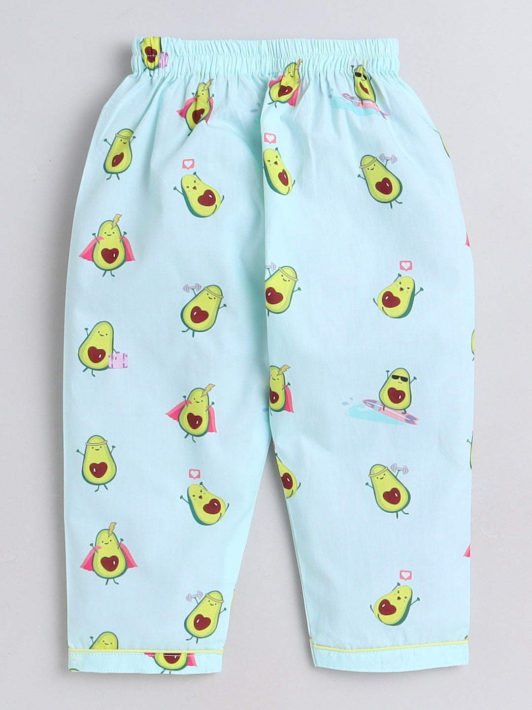 Avacado Print Night Suit- Light Blue