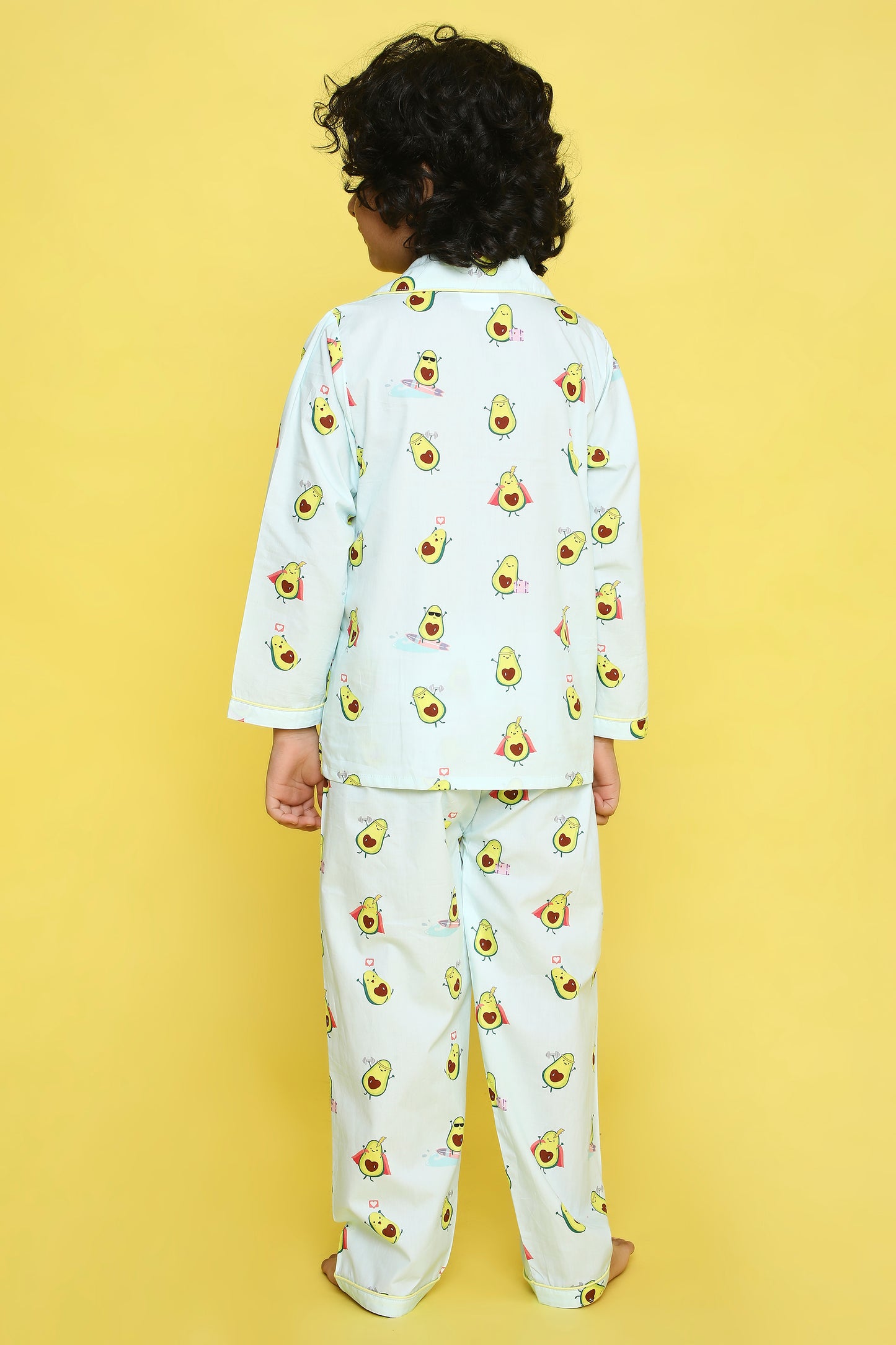 Avacado Print Night Suit- Light Blue