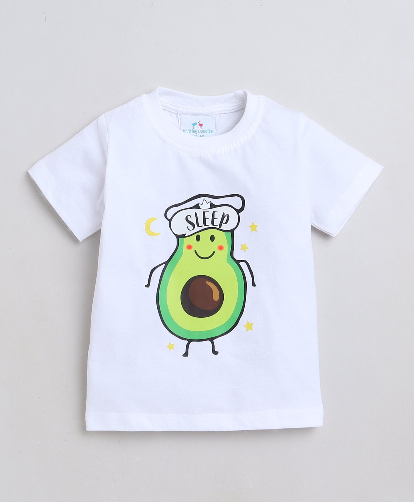 Avcado Print T-shirt and Pyjama- White and Blue