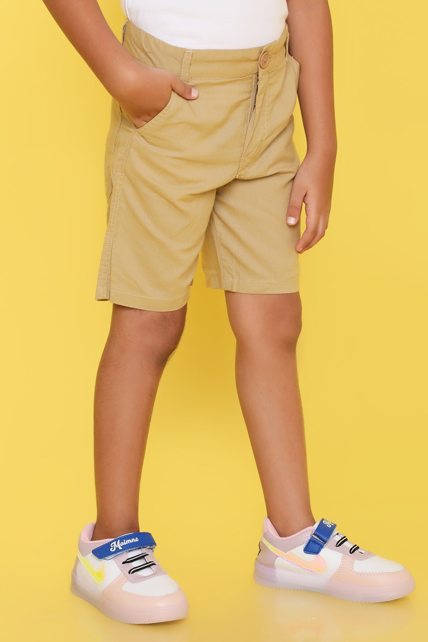 Boys' Shorts with Adjustable Waist- Beige