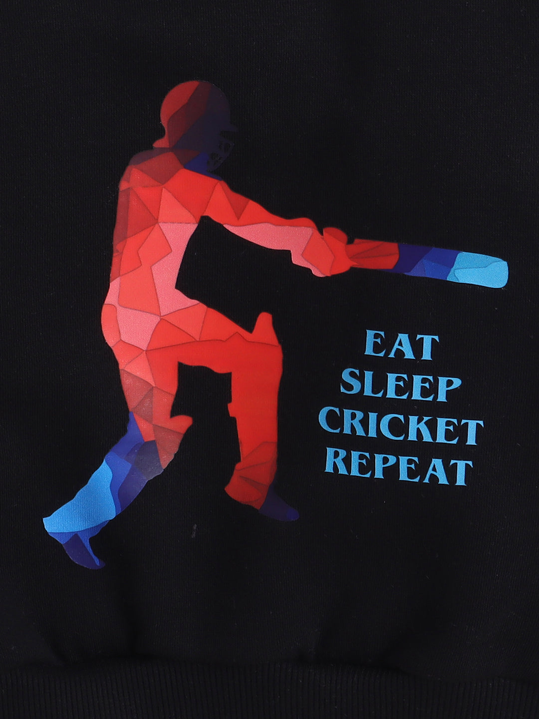 Knitting Doodles Kids' Sweat Shirt with Warm Fleece and Smart Cricket print- Black