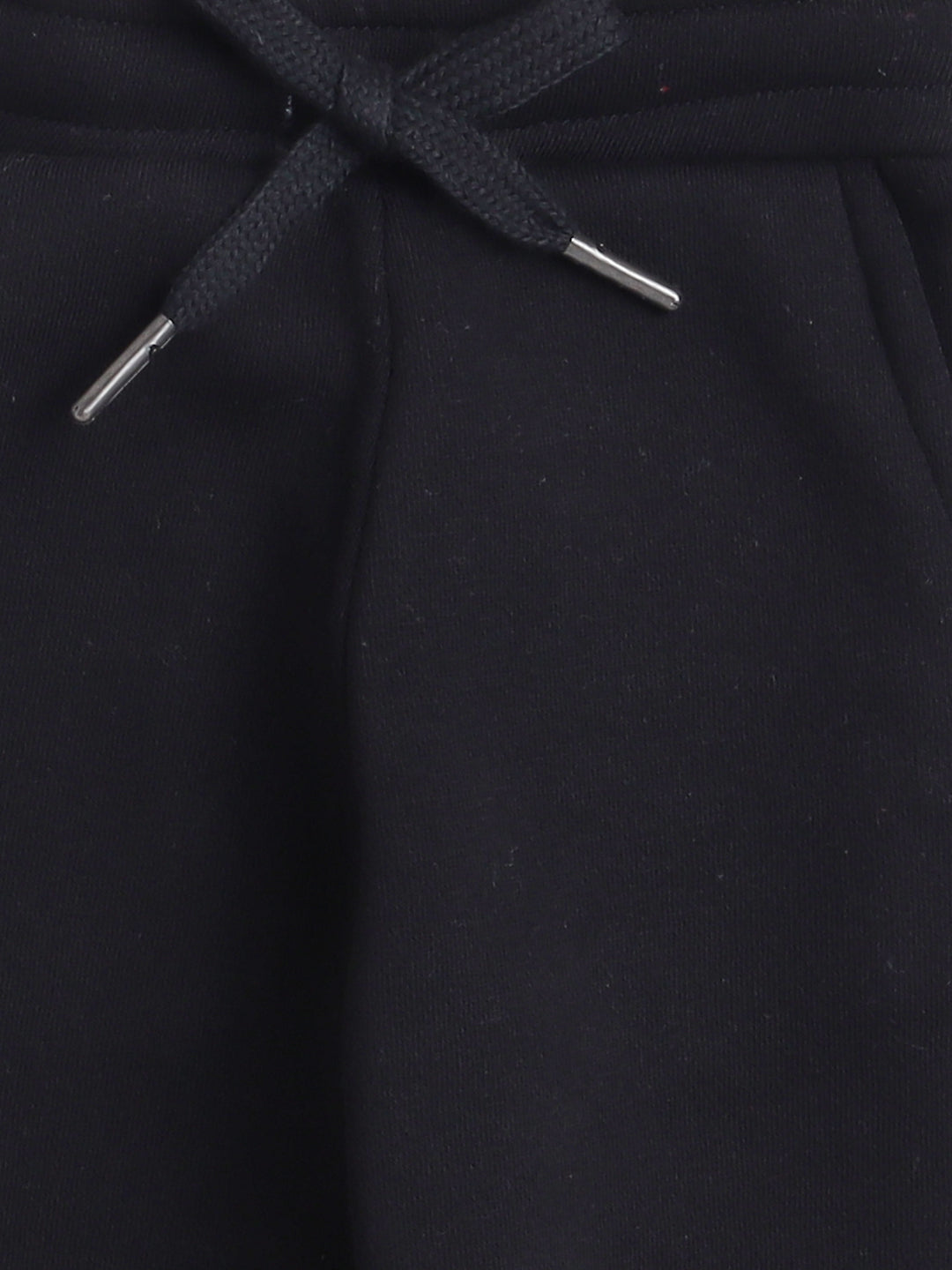 Knitting Doodles Kids' Jogger Set with Warm Fleece and Colourful Happiness Embroidery- Black