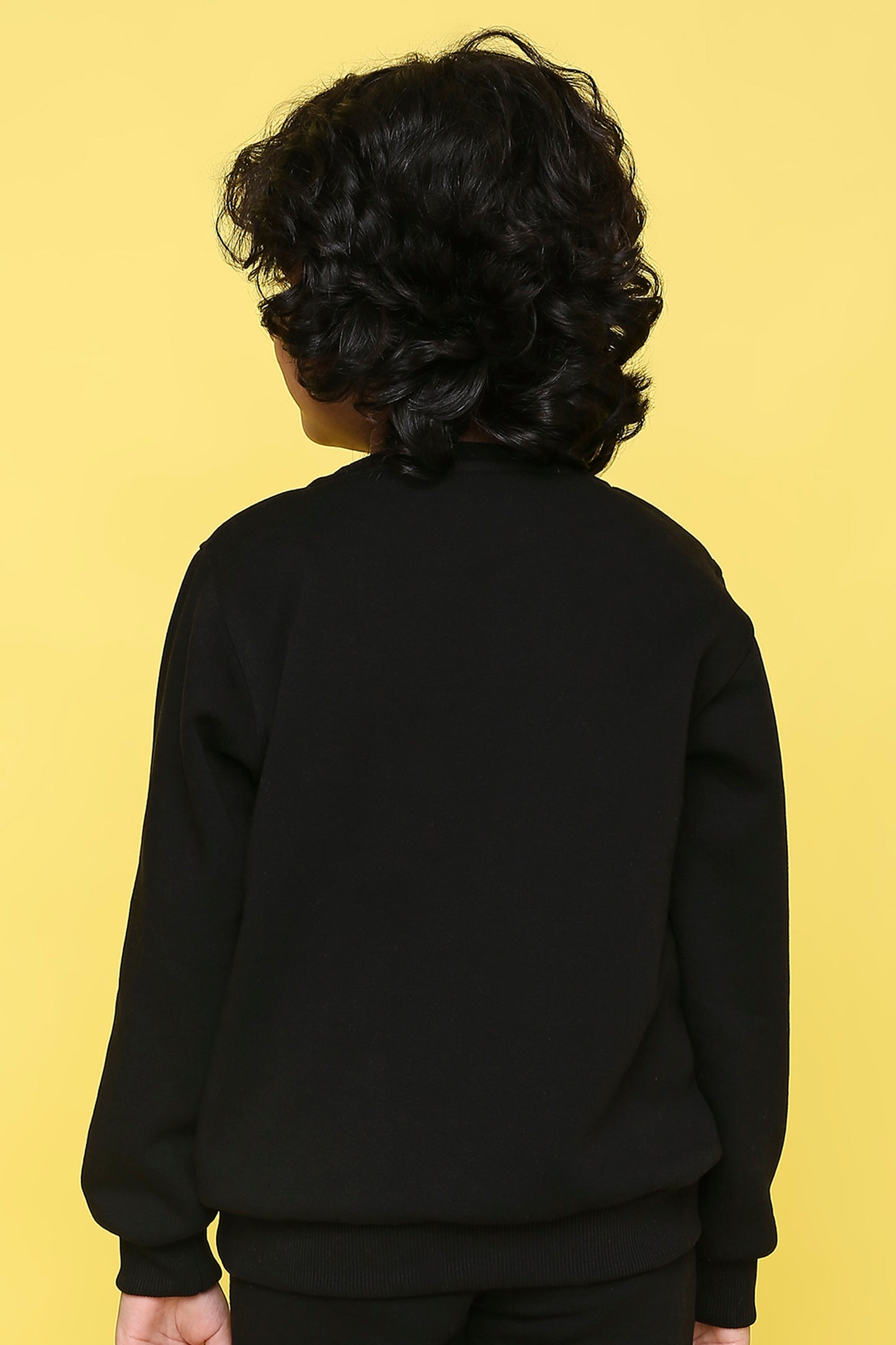 Knitting Doodles Kid's Sweatshirt with Warm Fleece and Pocket in front- Black