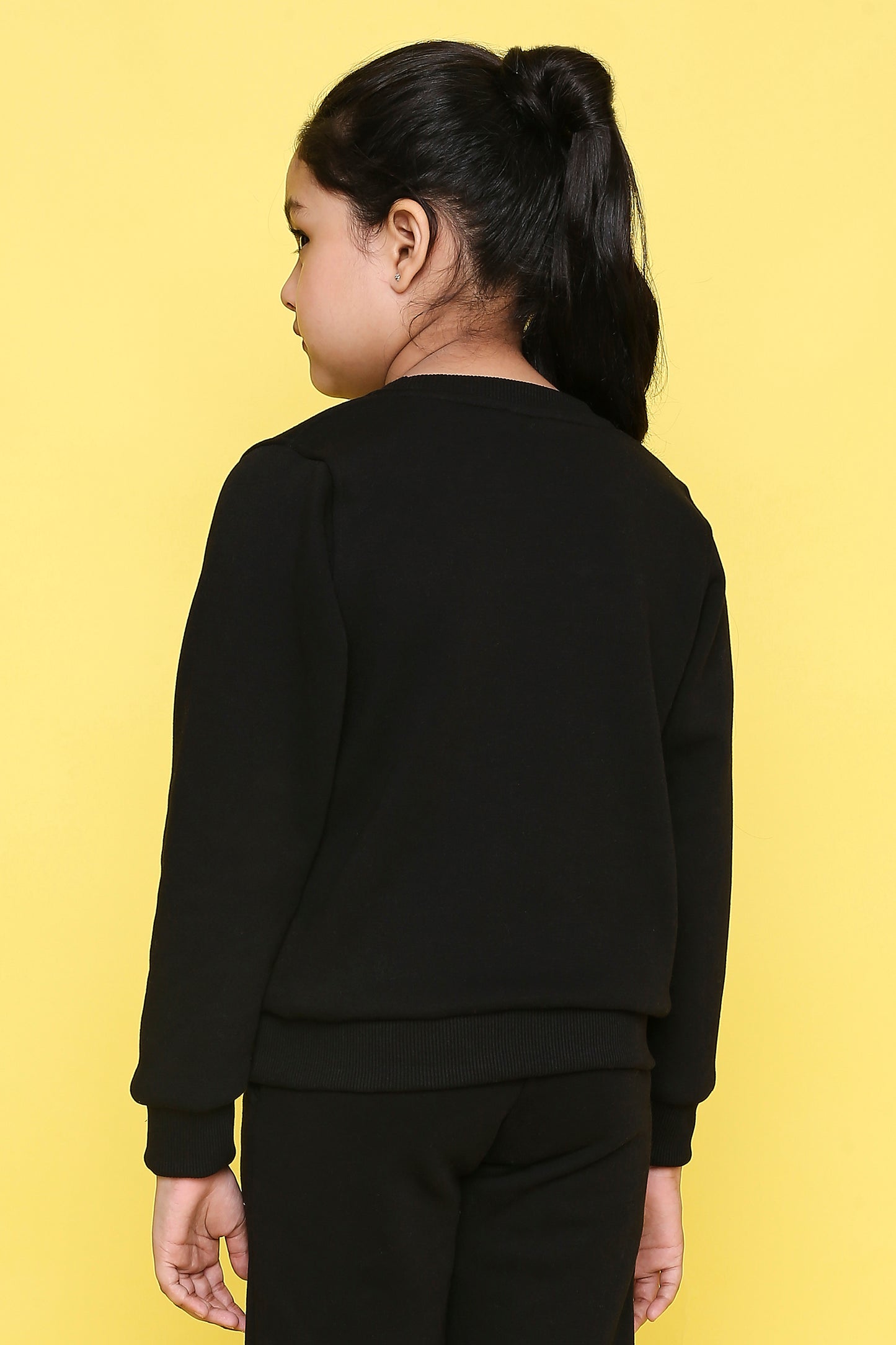 Knitting Doodles Kids' Sweat Shirt with Warm Fleece and Smart Rainbow print- Black