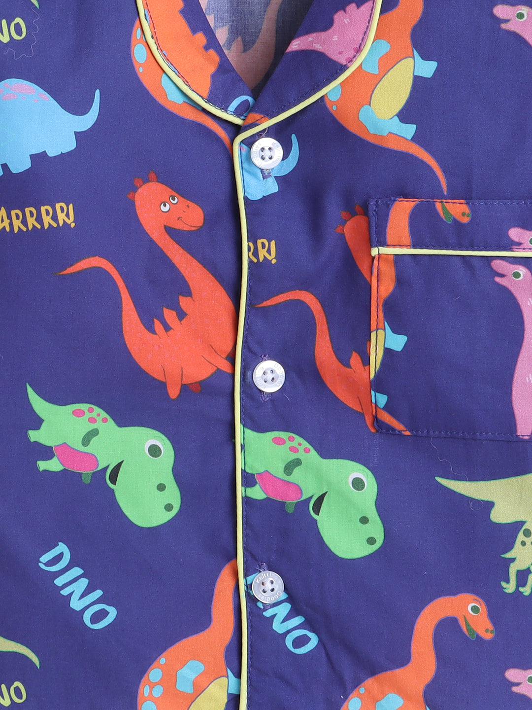 Dinosaurs Print Night Suit- Dark Blue