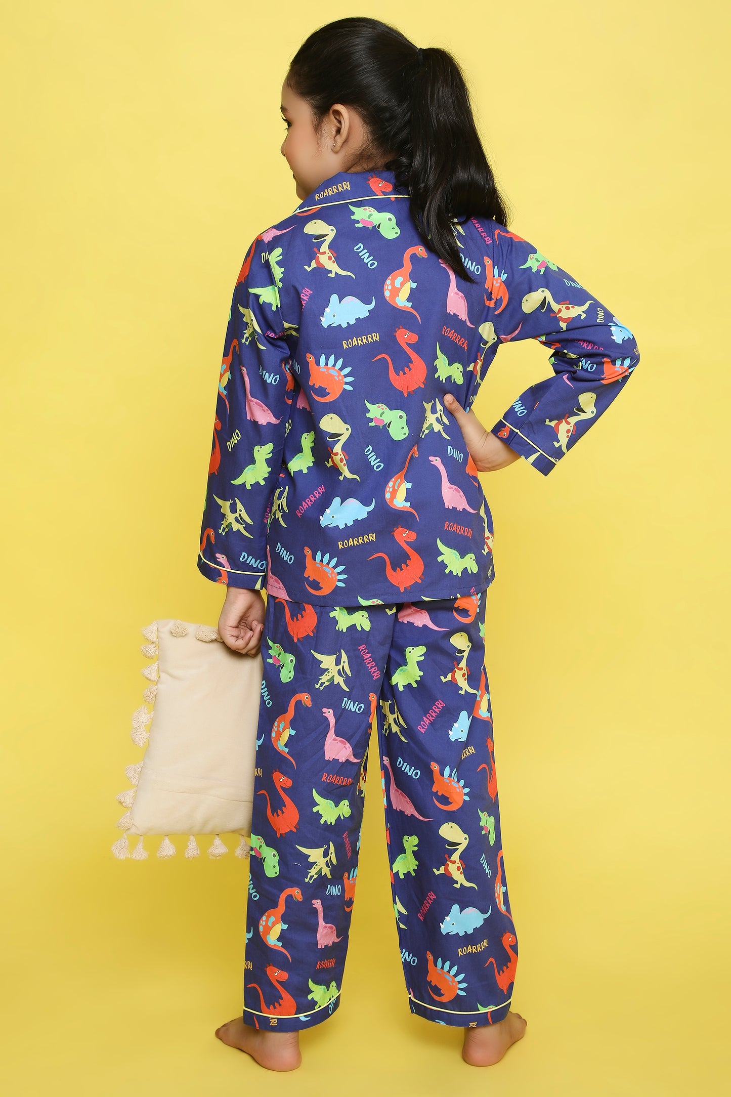 Dinosaurs Print Night Suit- Dark Blue