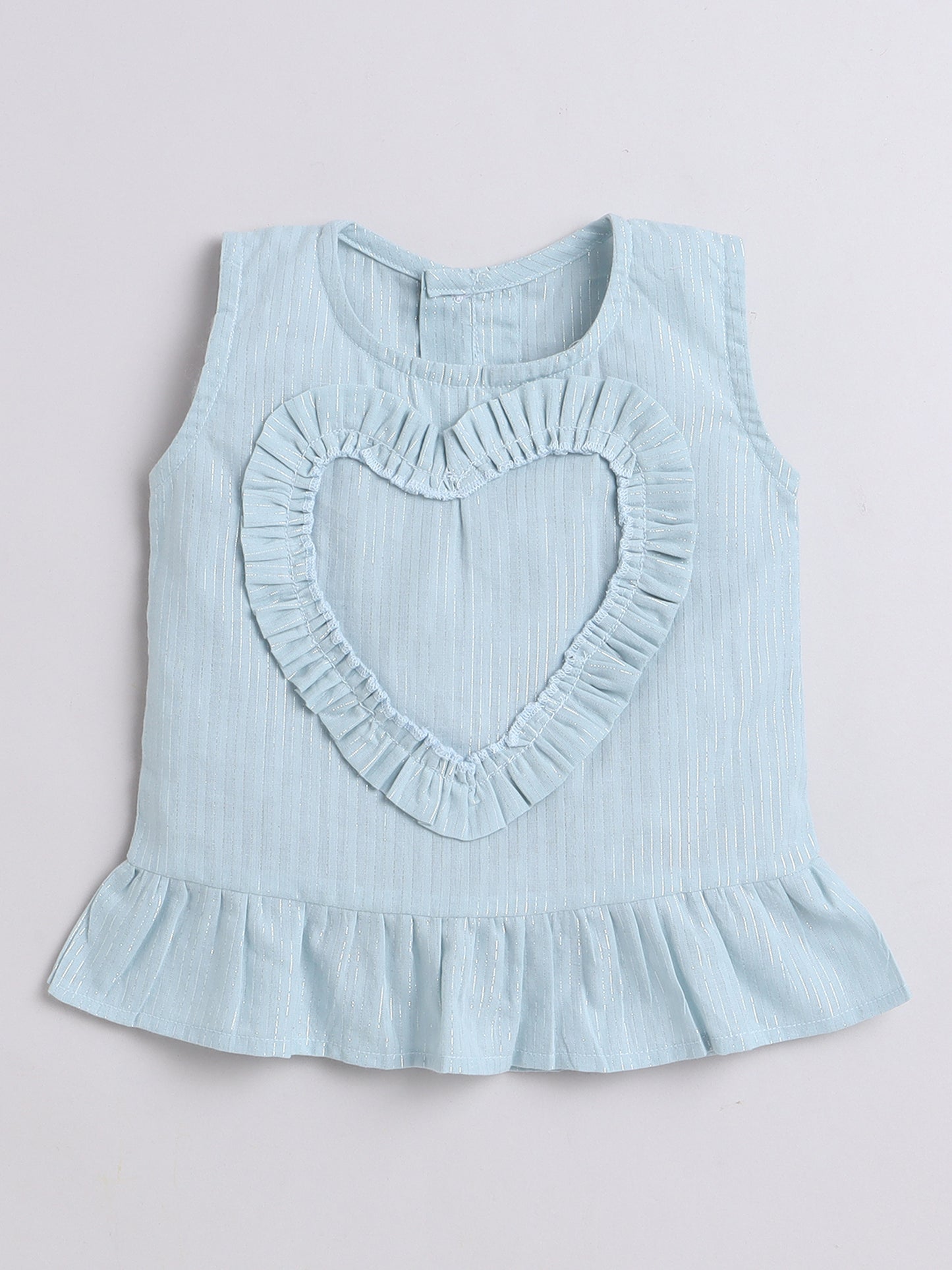 Blue Coord set with heart detailing on the Top and Pleated Pants