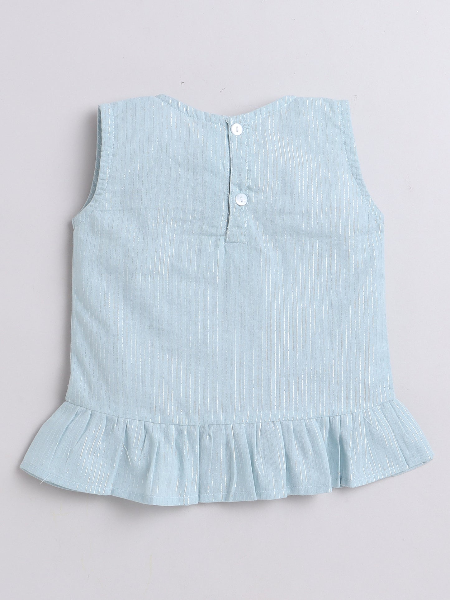 Blue Coord set with heart detailing on the Top and Pleated Pants
