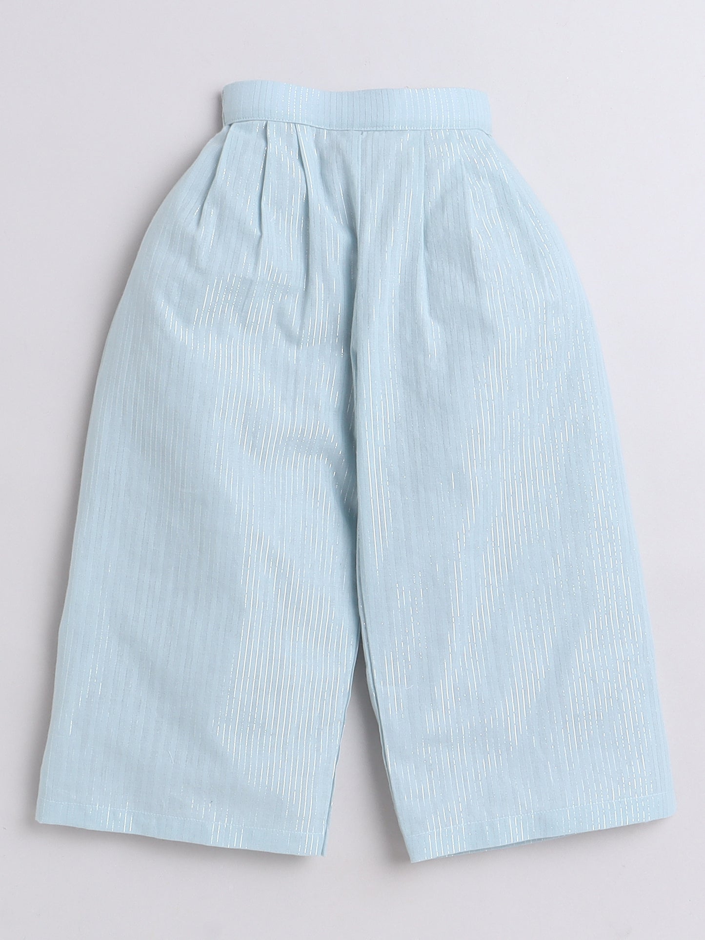 Blue Coord set with heart detailing on the Top and Pleated Pants