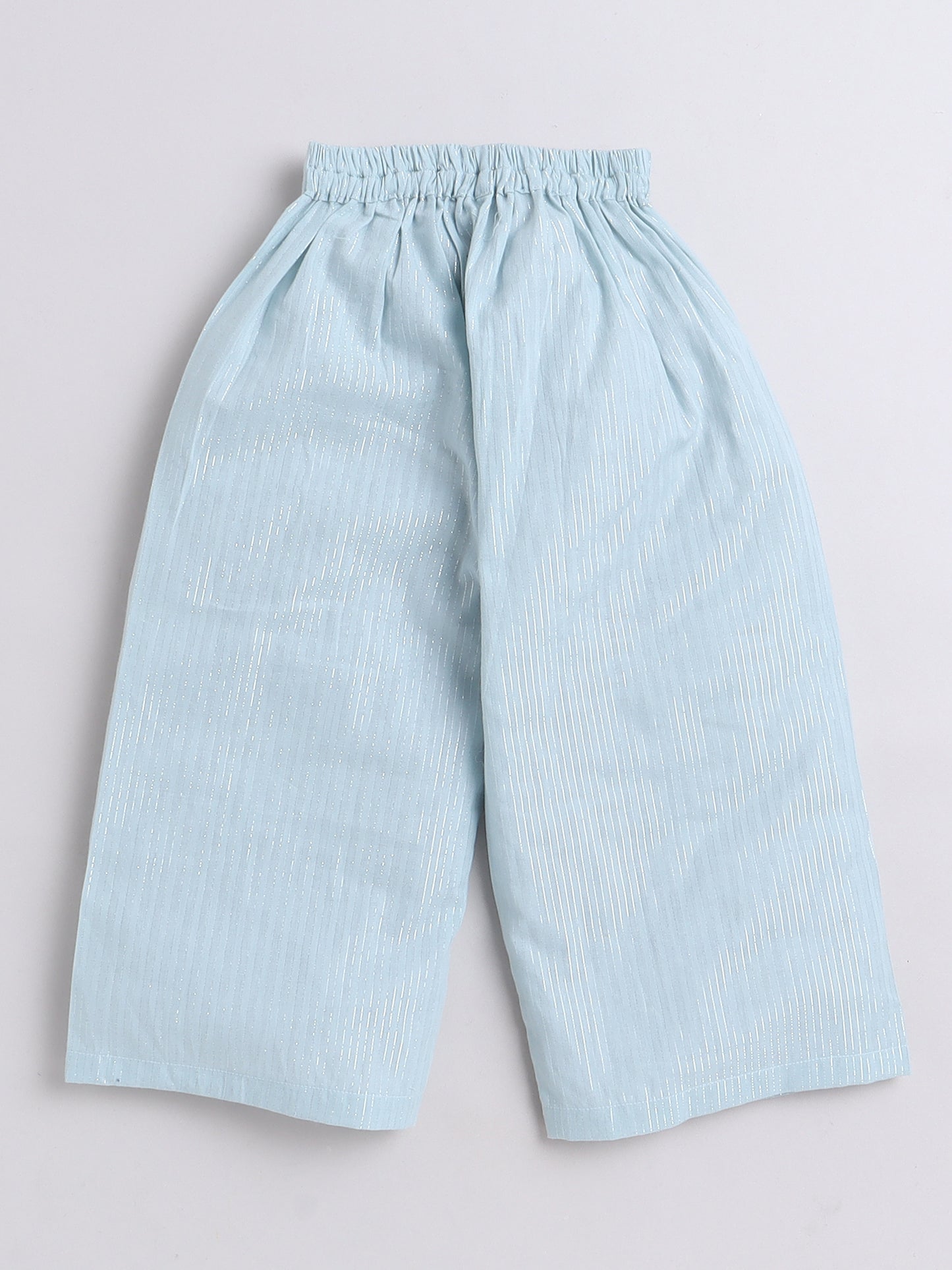 Blue Coord set with heart detailing on the Top and Pleated Pants