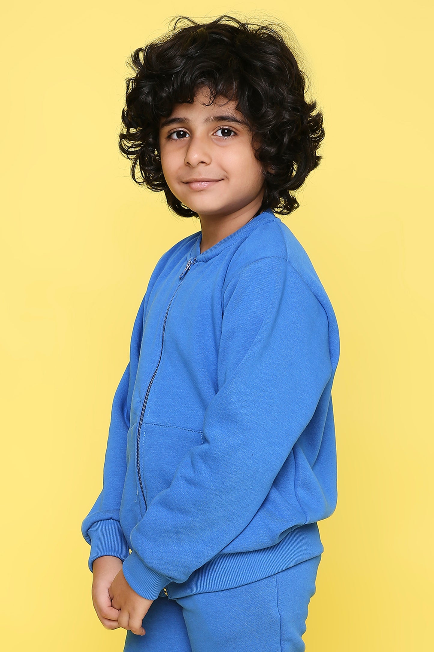 Knitting Doodles Kid's Jacket with Warm Fleece- Blue