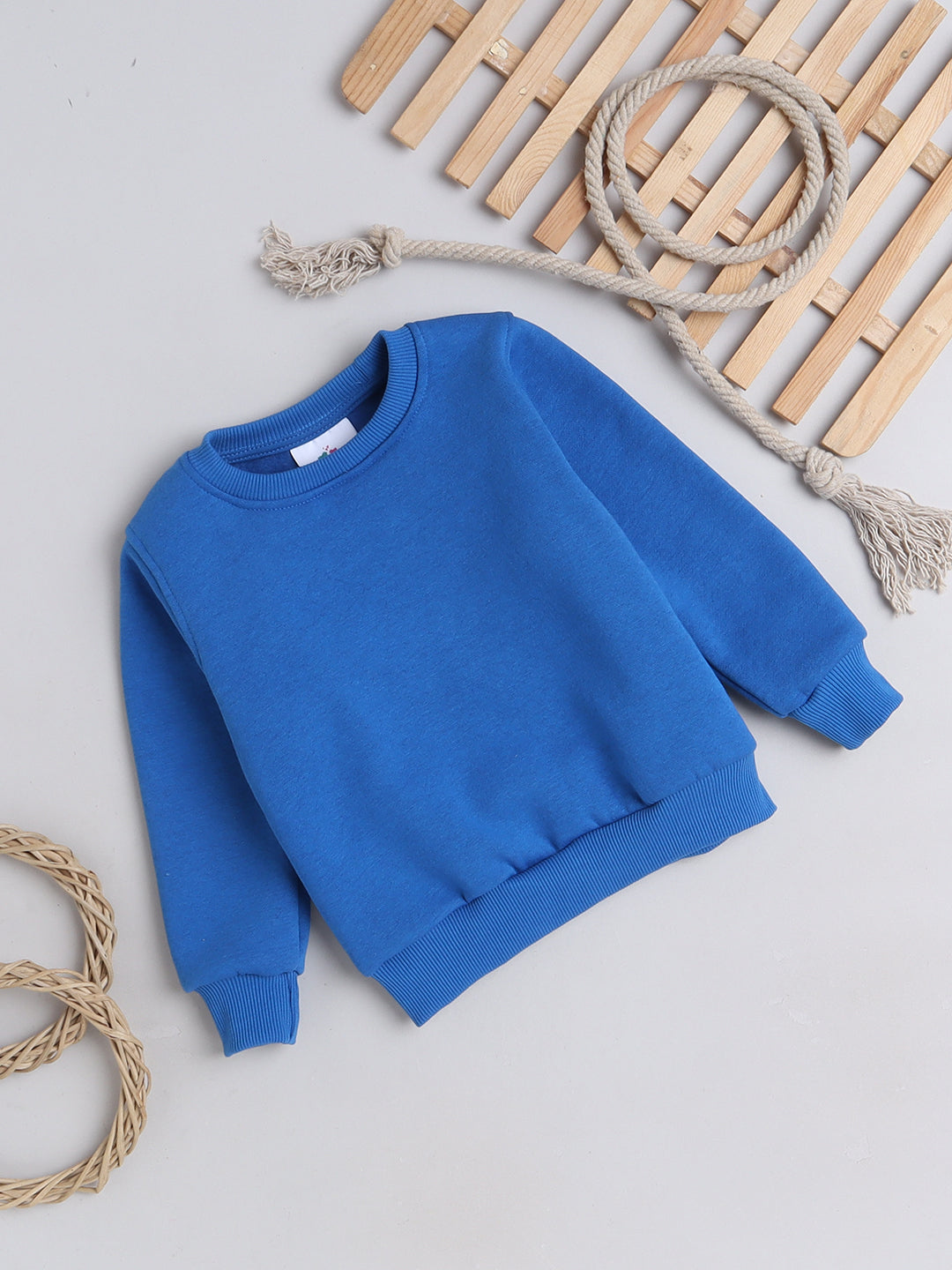Knitting Doodles Kid's Sweatshirt with Warm Fleece- Blue