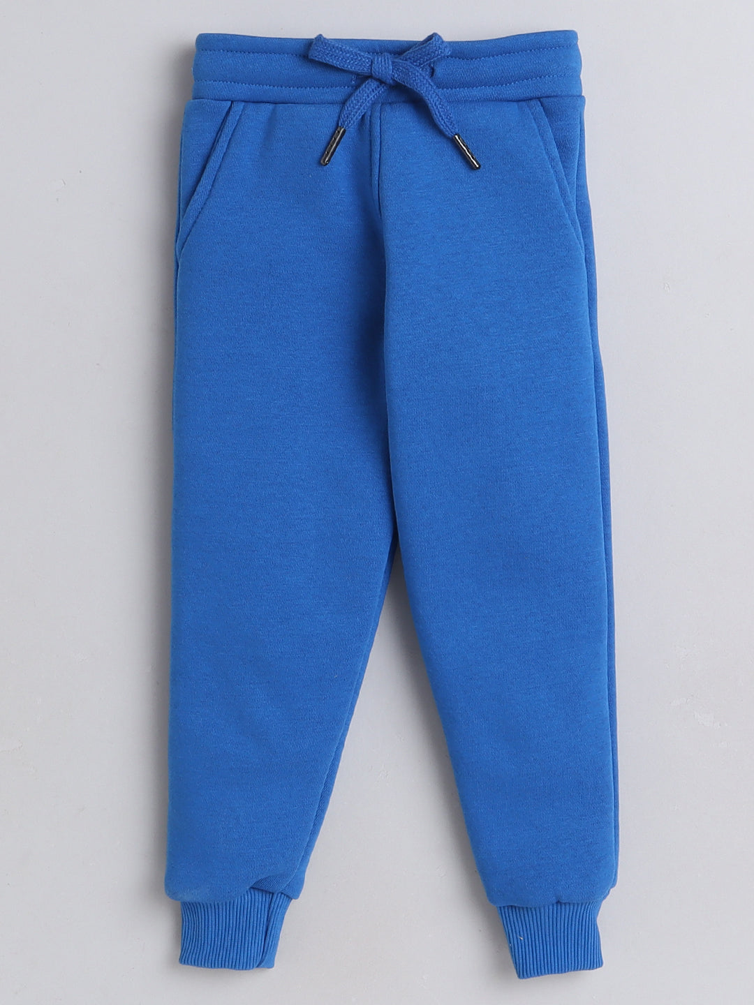 Knitting Doodles Kids' Jogger Set with Warm Fleece and Smart Rocket Print- Blue