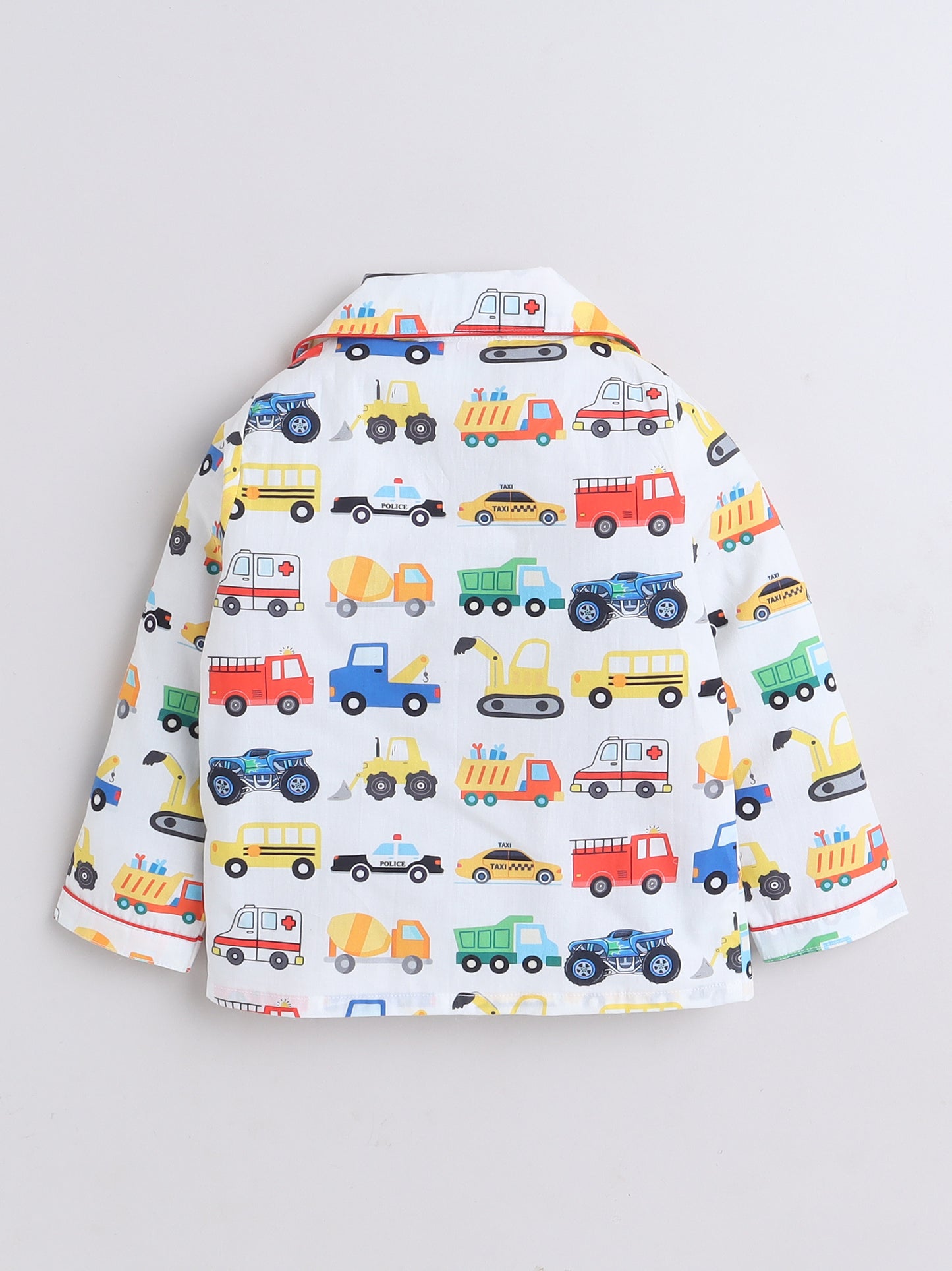 Cars Print Nightsuit- White