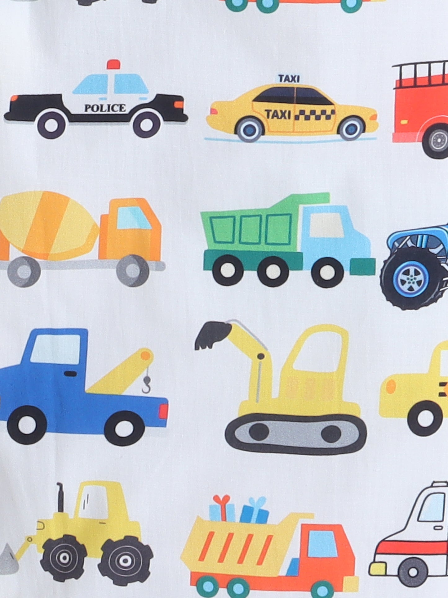 Cars Print Nightsuit- White