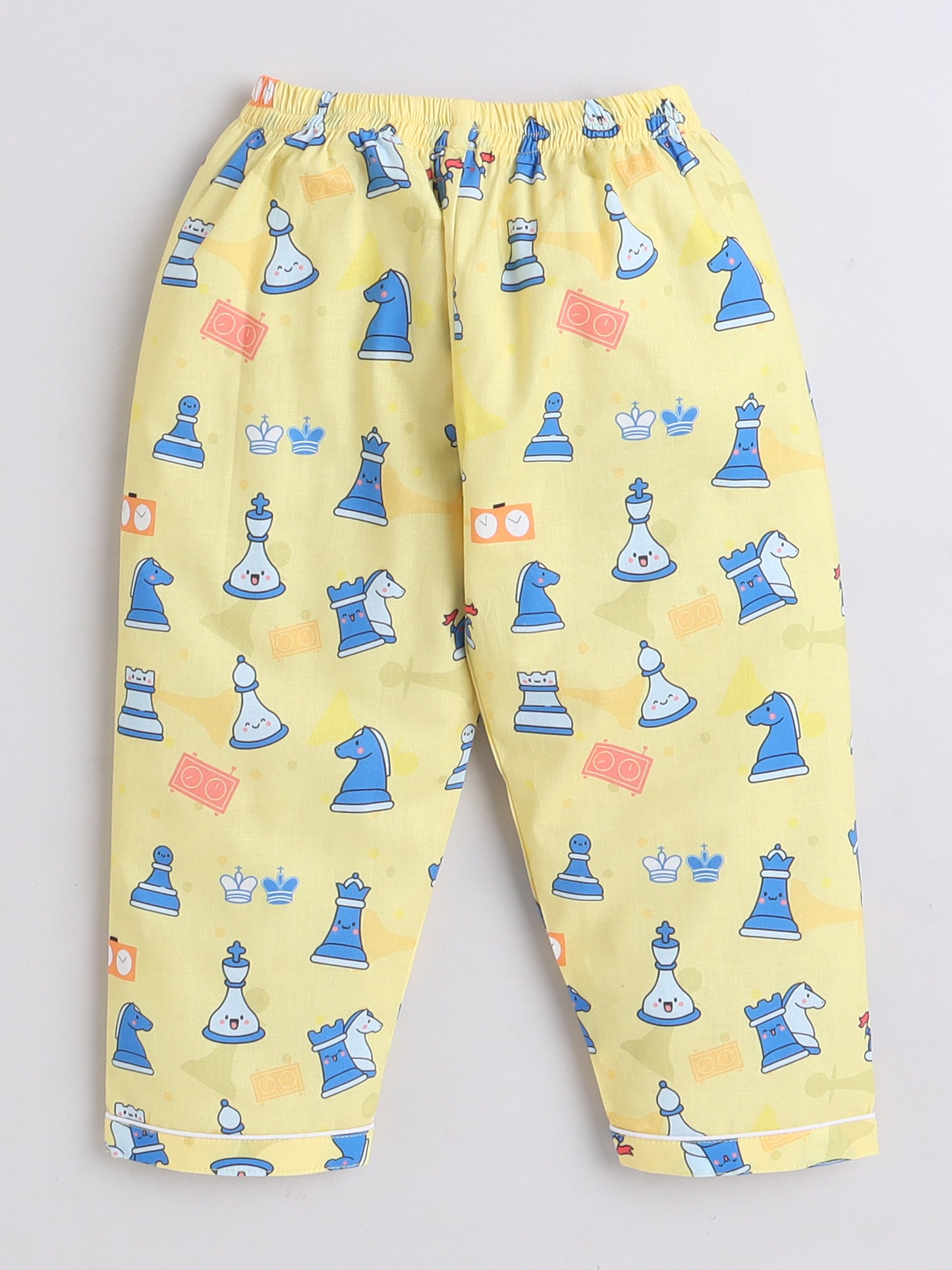 Chess Print Nightsuit- Yellow