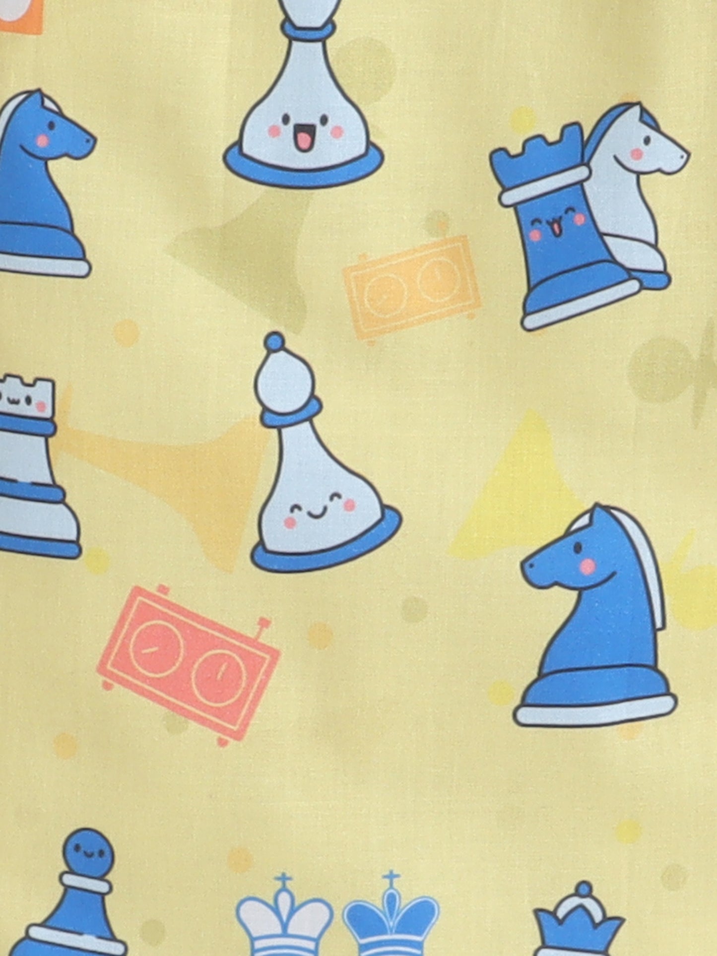 Chess Print Nightsuit- Yellow