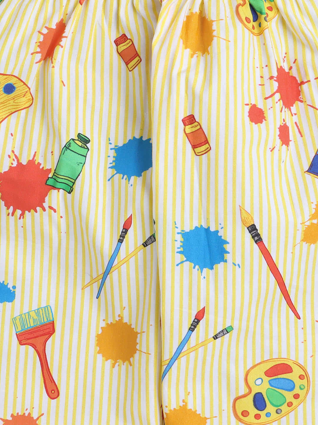 Paints Print Night Suit- Yellow