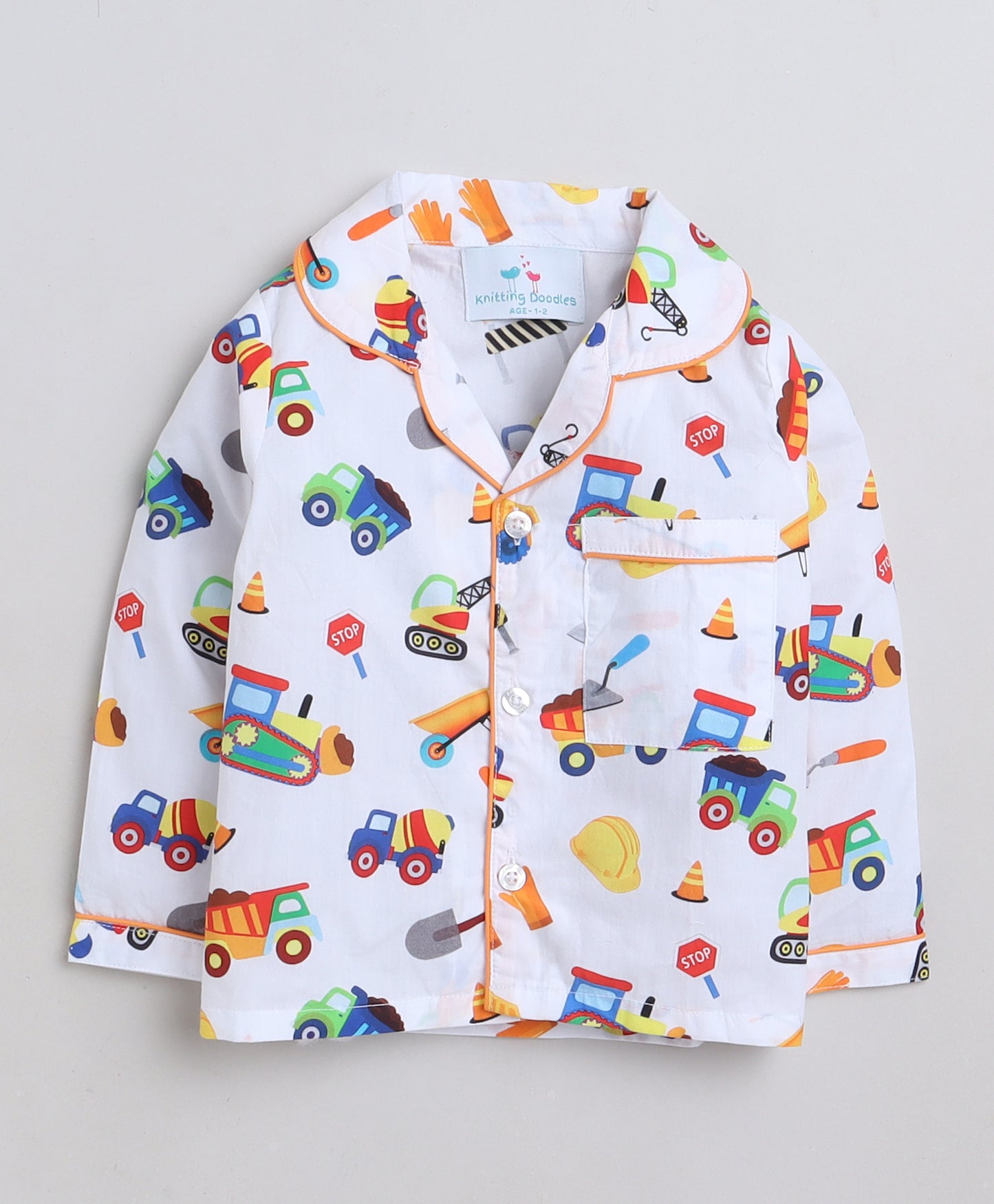 Construction Vehicles Print- White