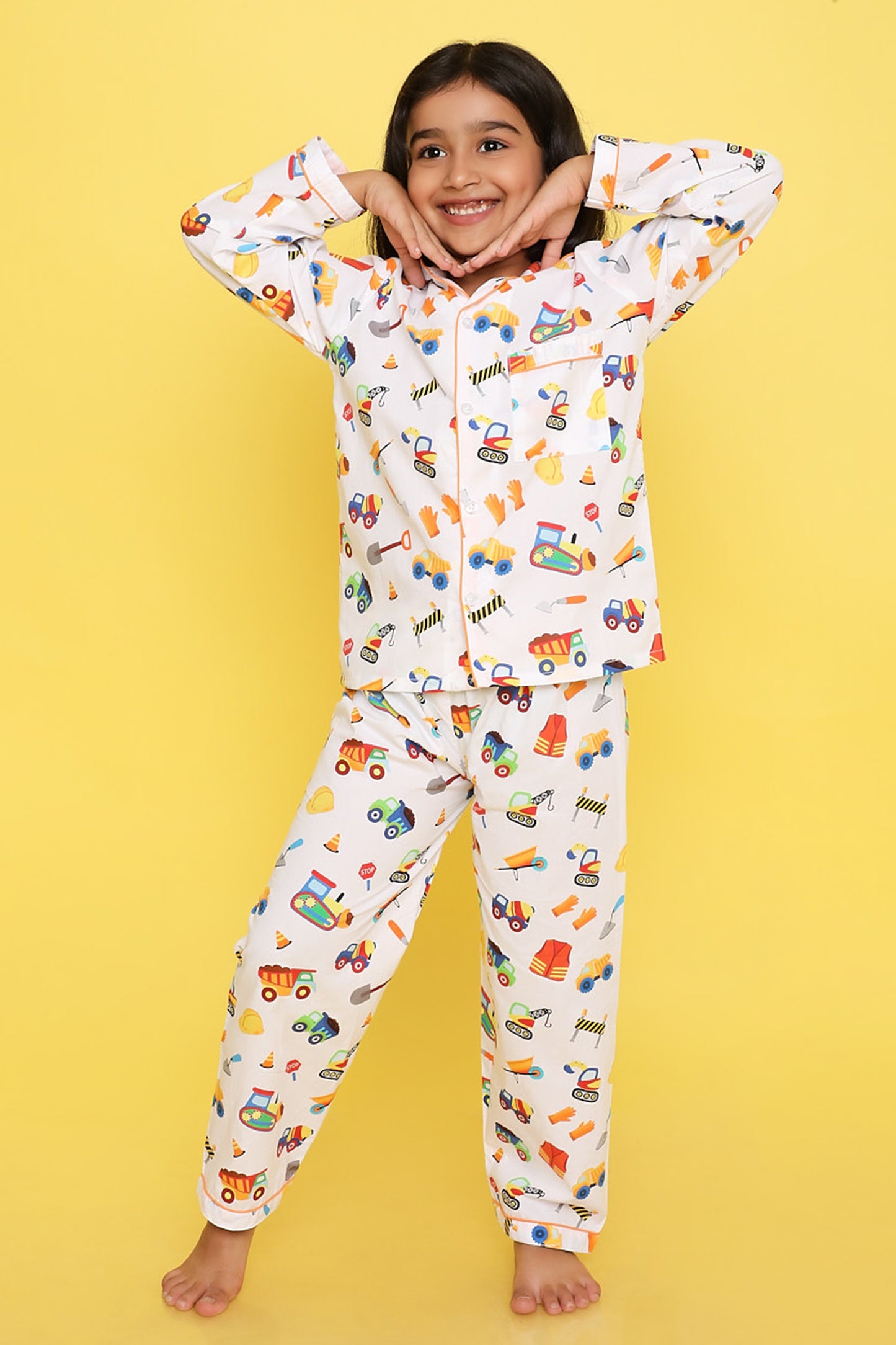 Construction Vehicles Print- White