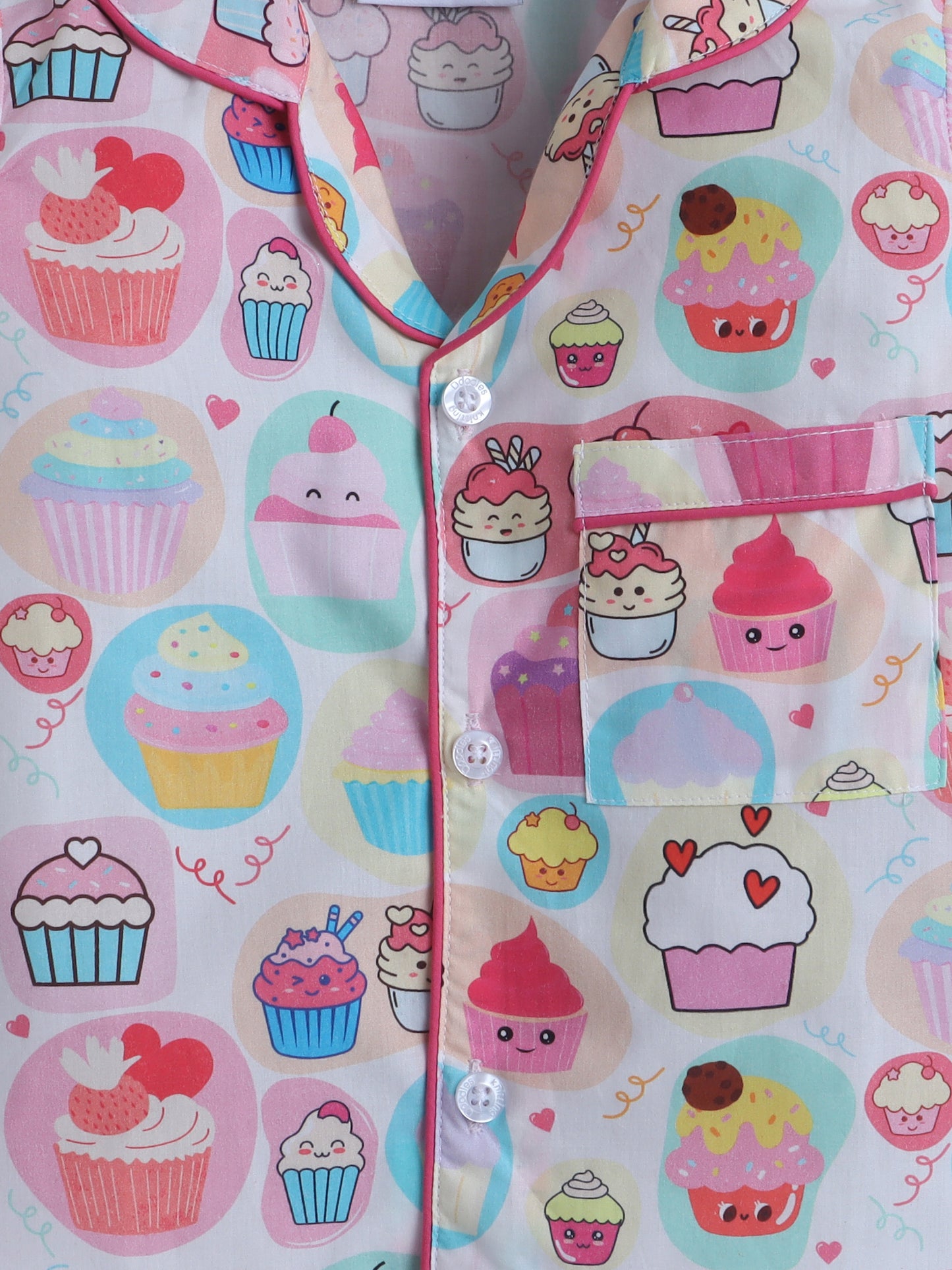 Cupcake Print Nightsuit- White