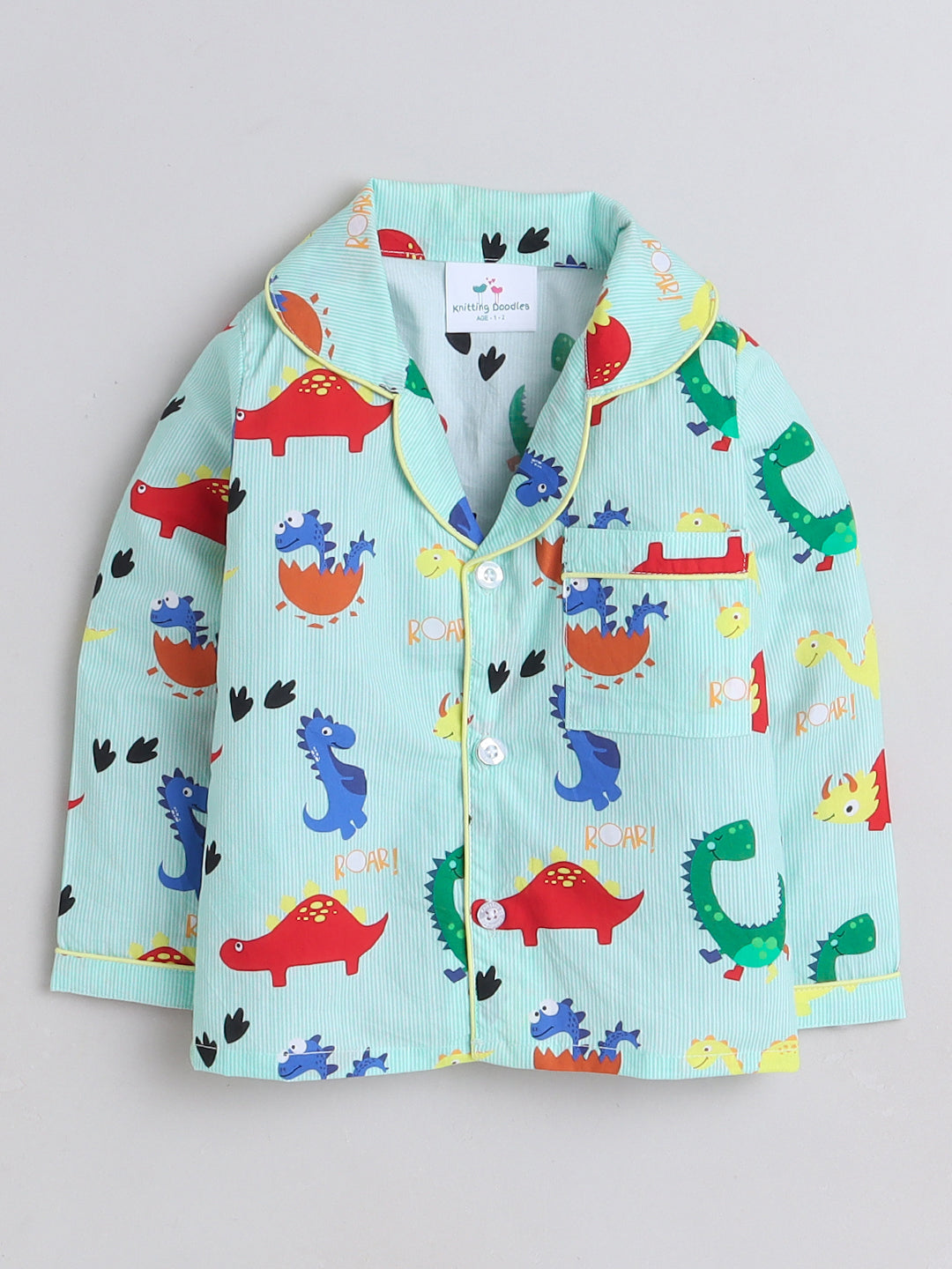 Dinosaurs Print Night Suit- Green