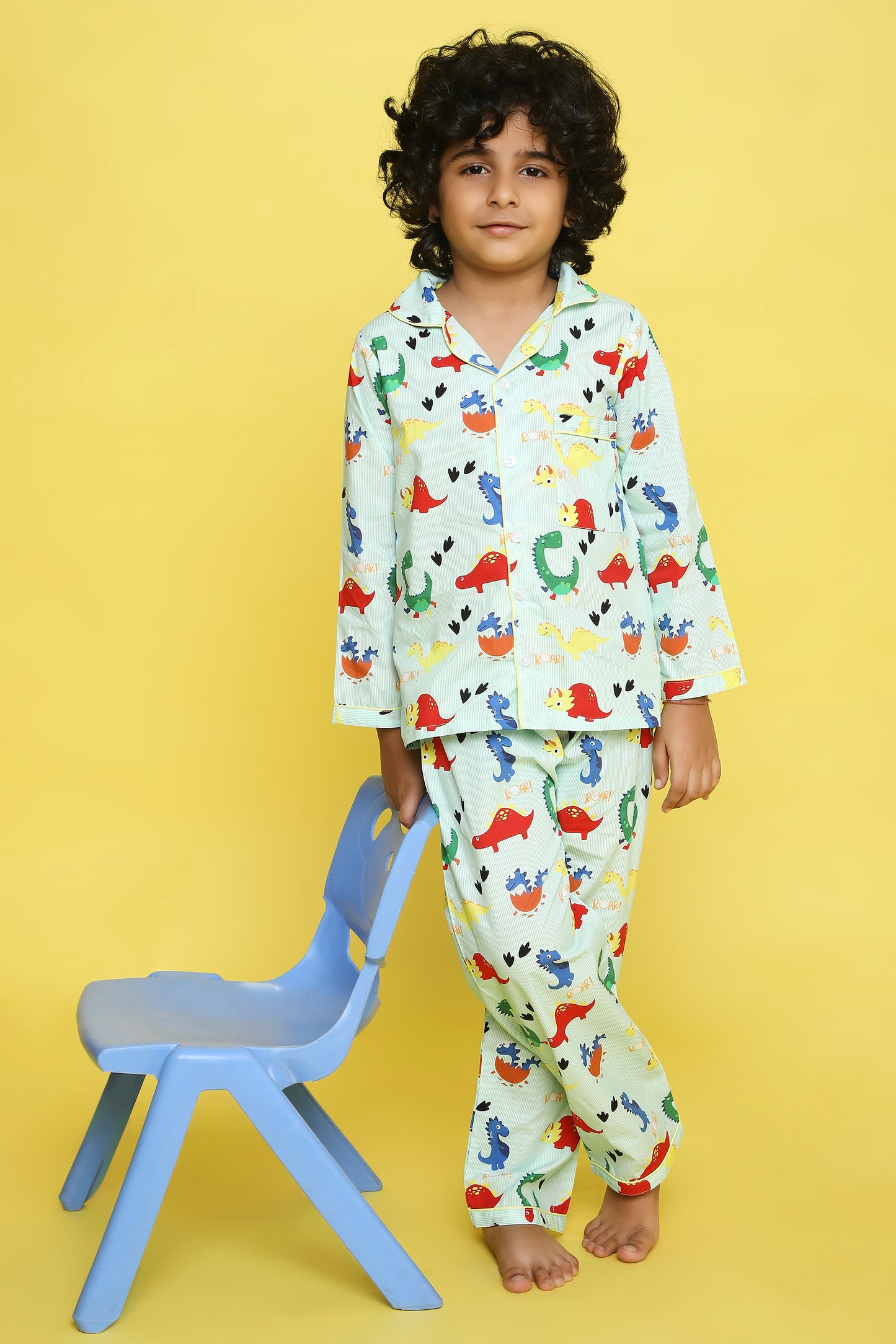 Dinosaurs Print Night Suit- Green