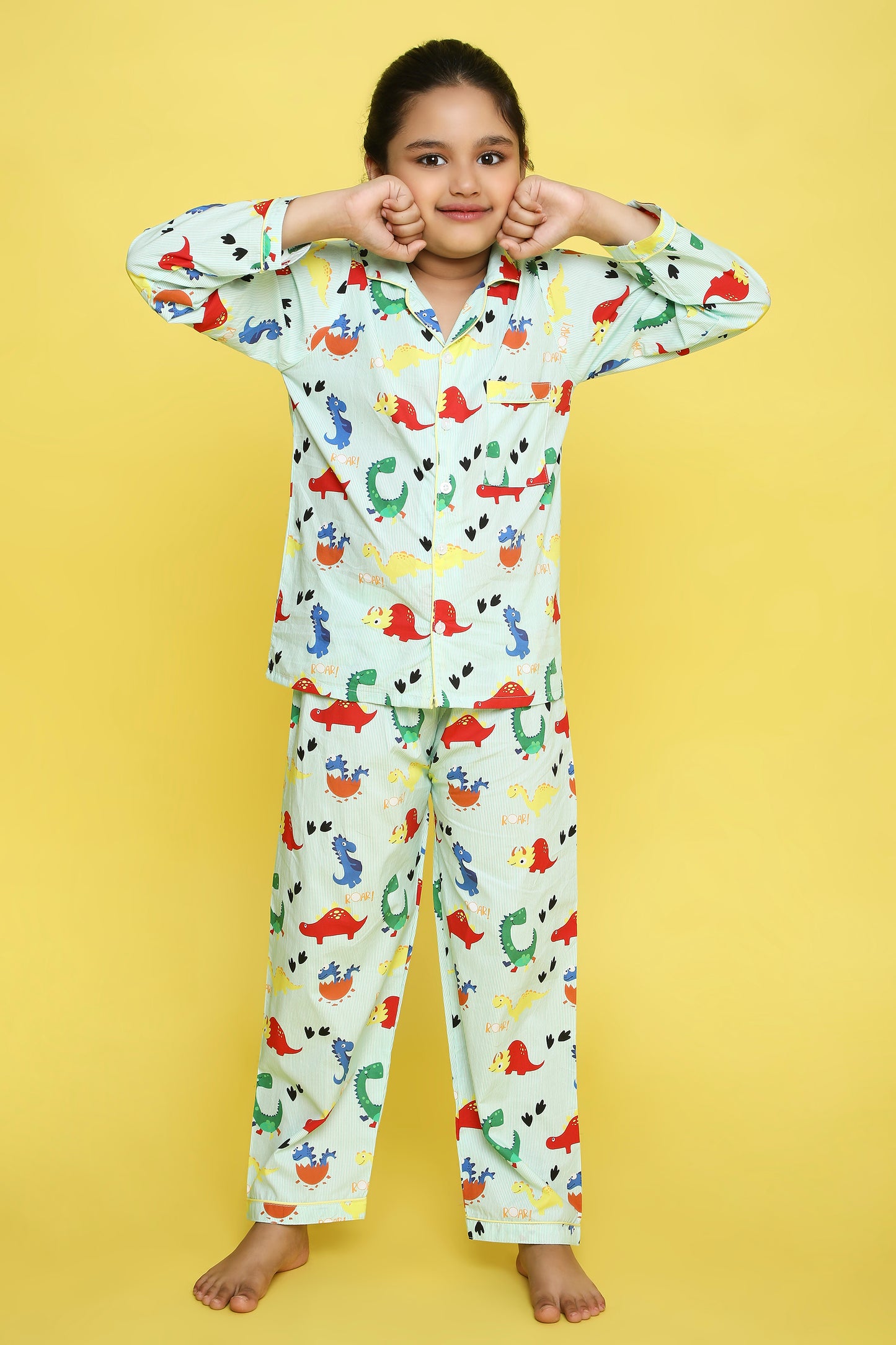 Dinosaurs Print Night Suit- Green