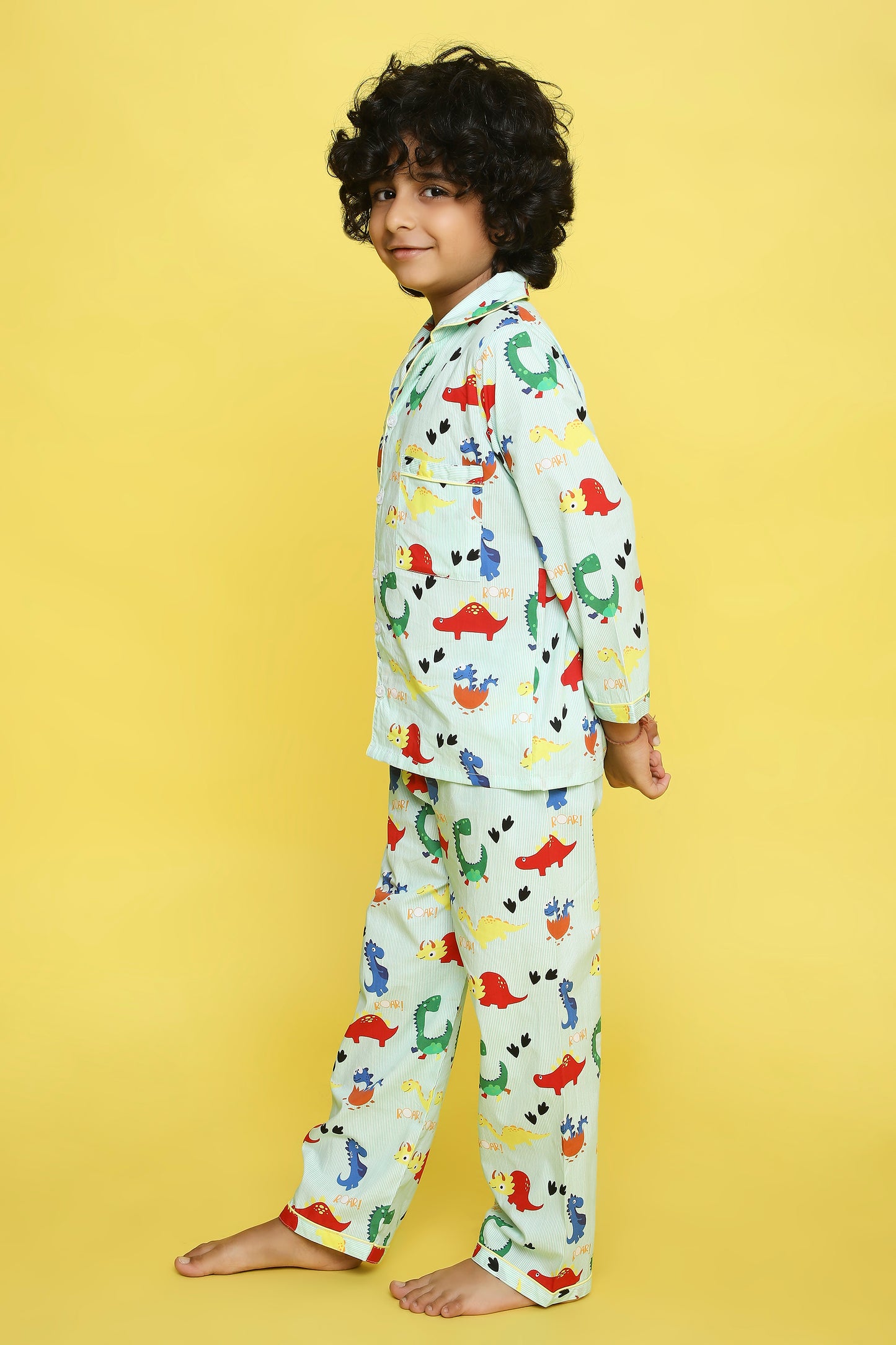 Dinosaurs Print Night Suit- Green