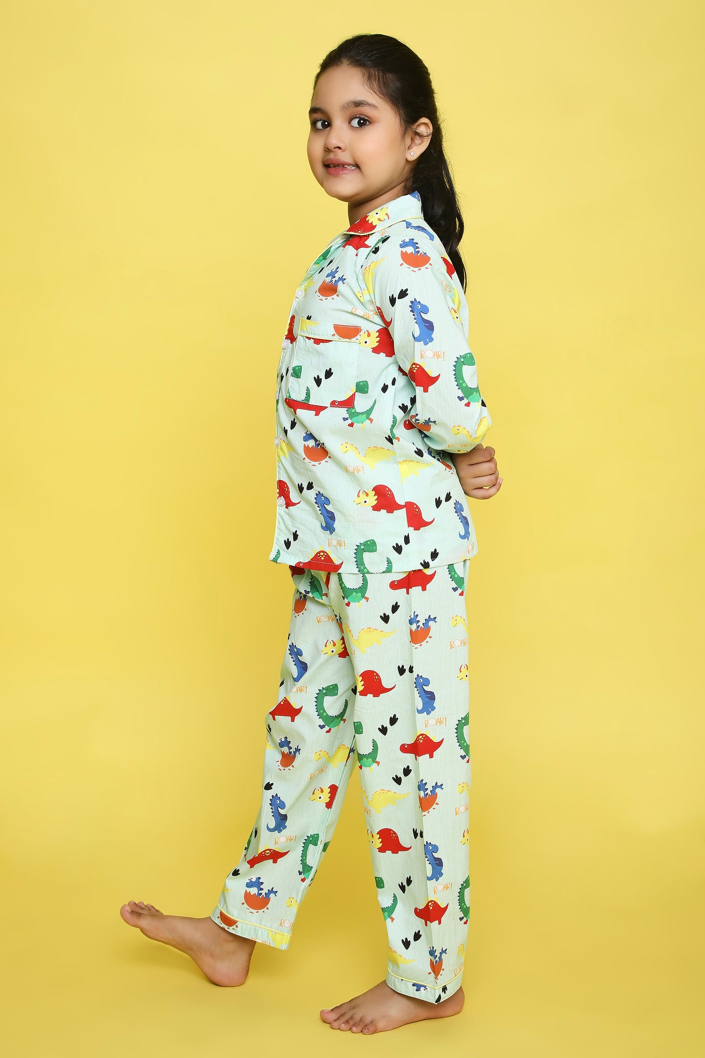 Dinosaurs Print Night Suit- Green
