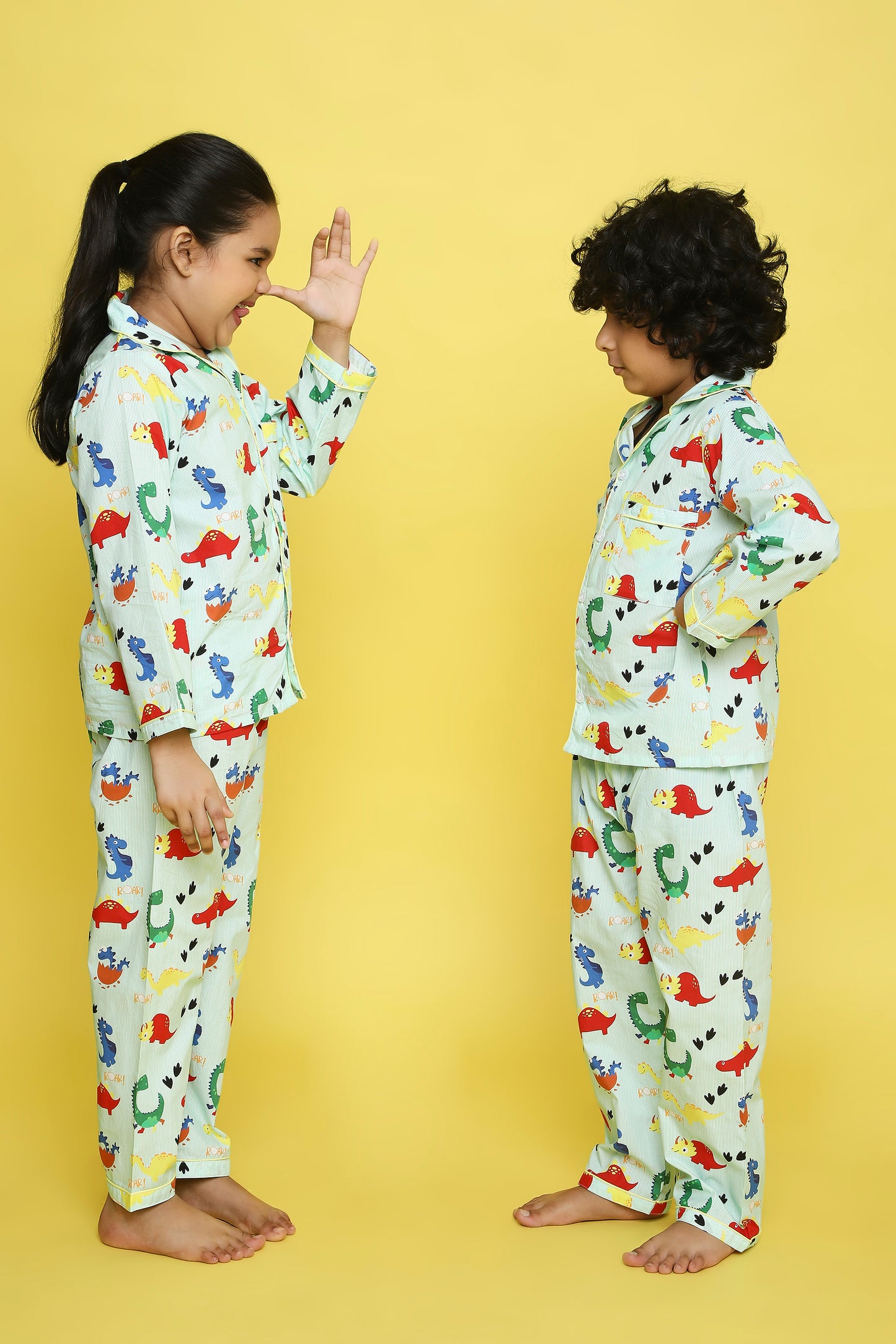 Dinosaurs Print Night Suit- Green