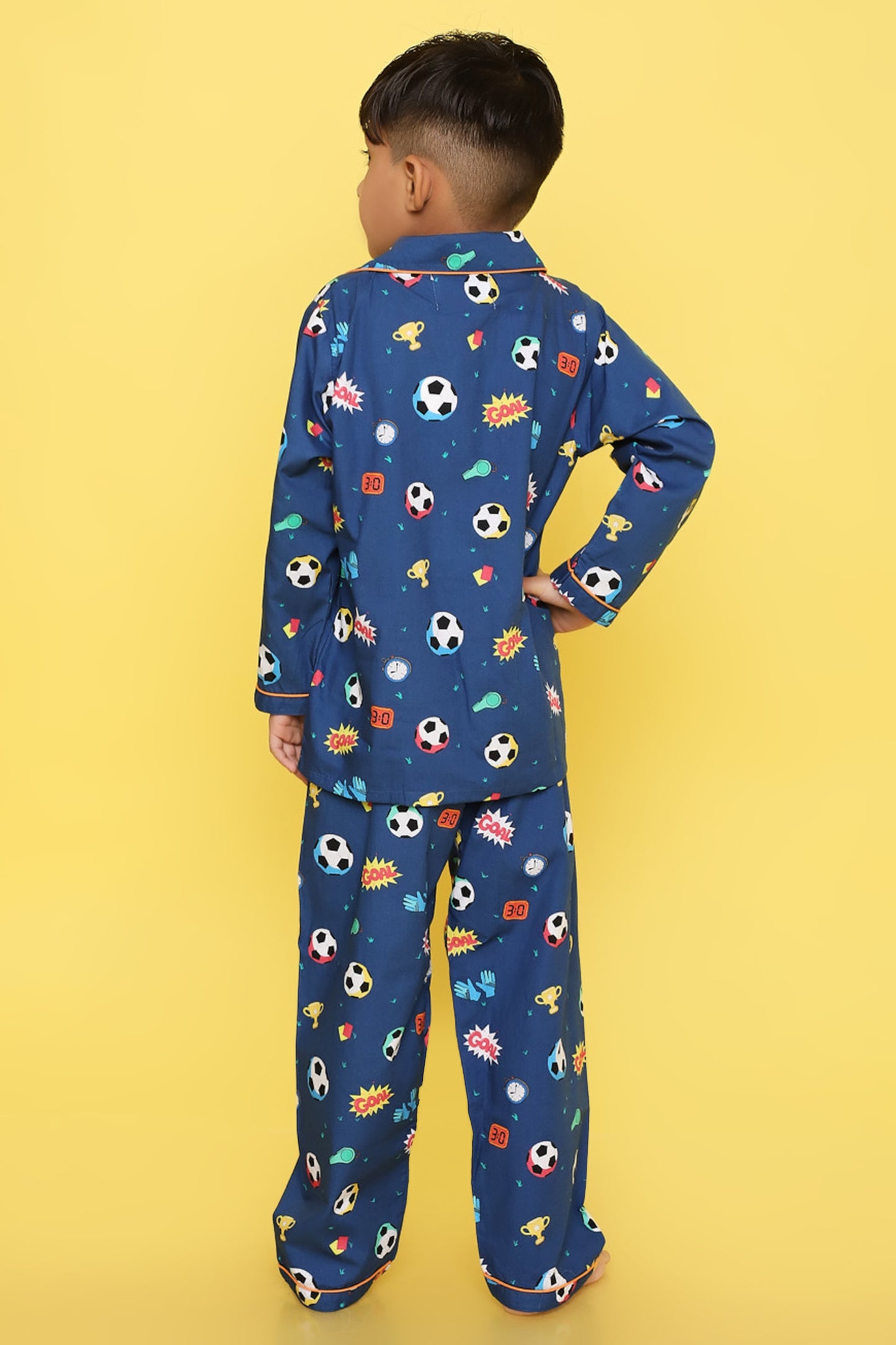 Football Print Night Suit- Dark Blue