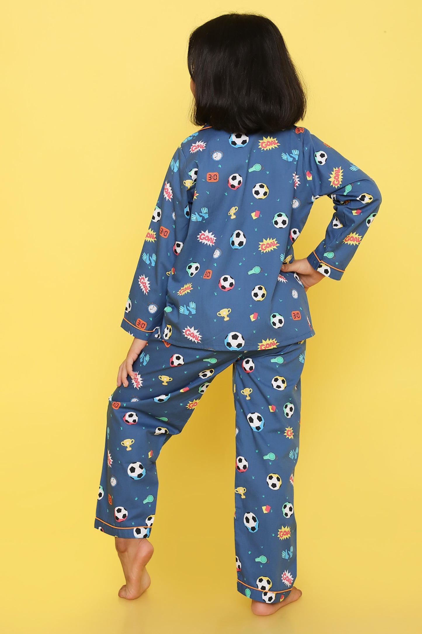 Football Print Night Suit- Dark Blue