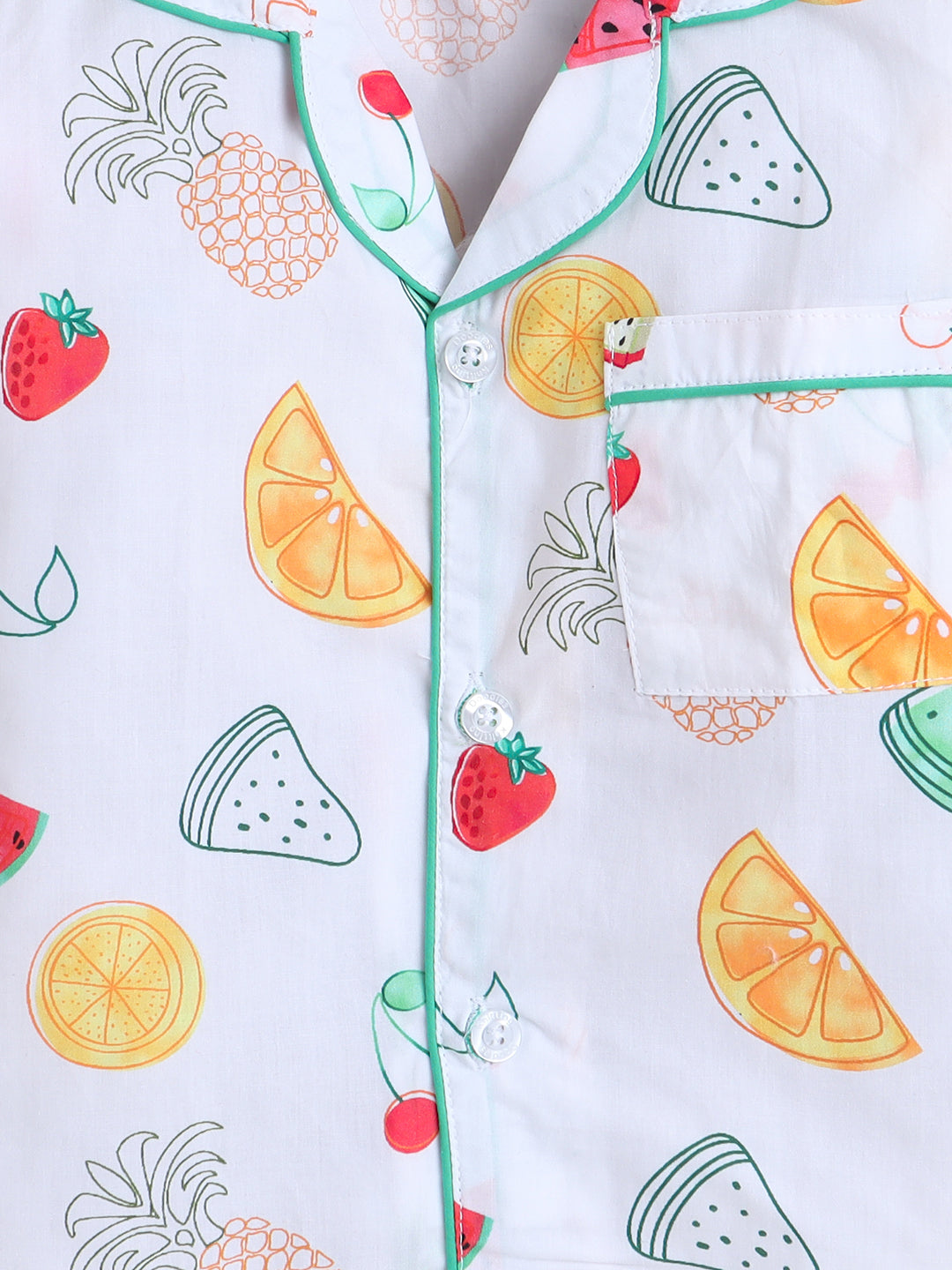 Fruits Print Night Suit- White