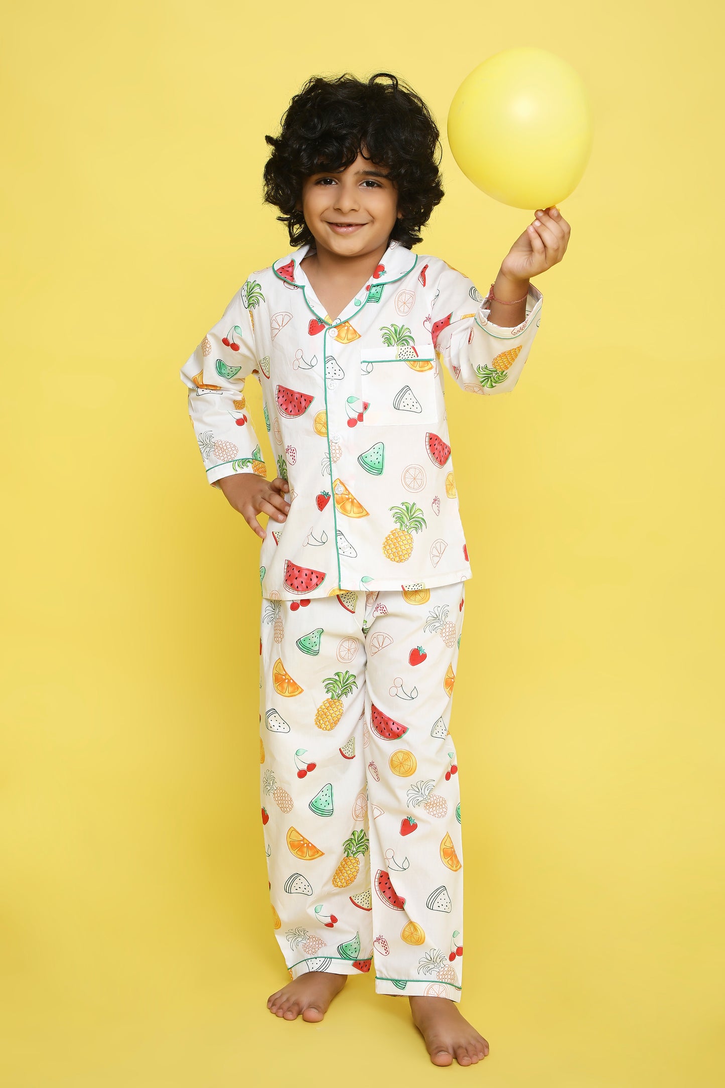 Fruits Print Night Suit- White