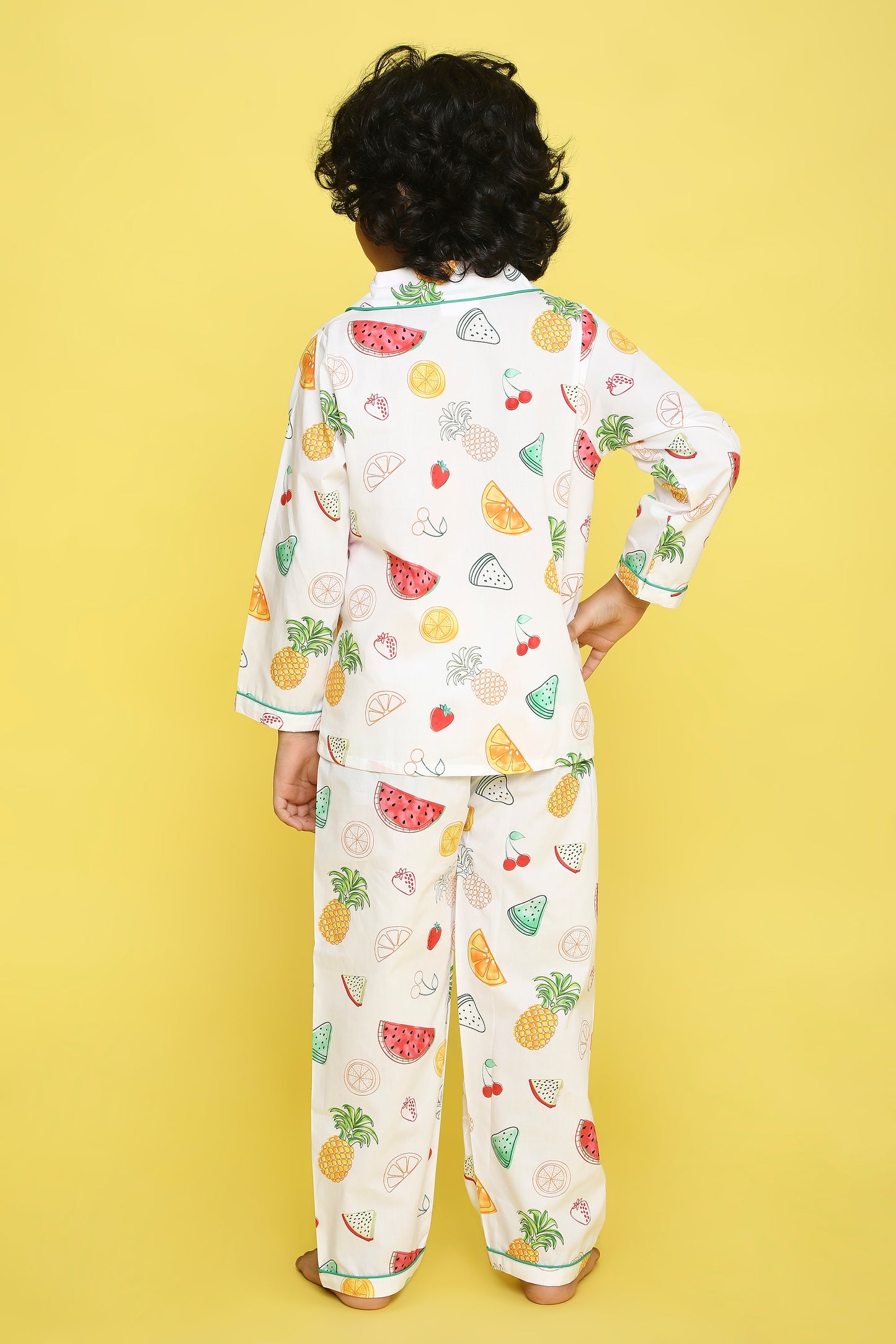 Fruits Print Night Suit- White