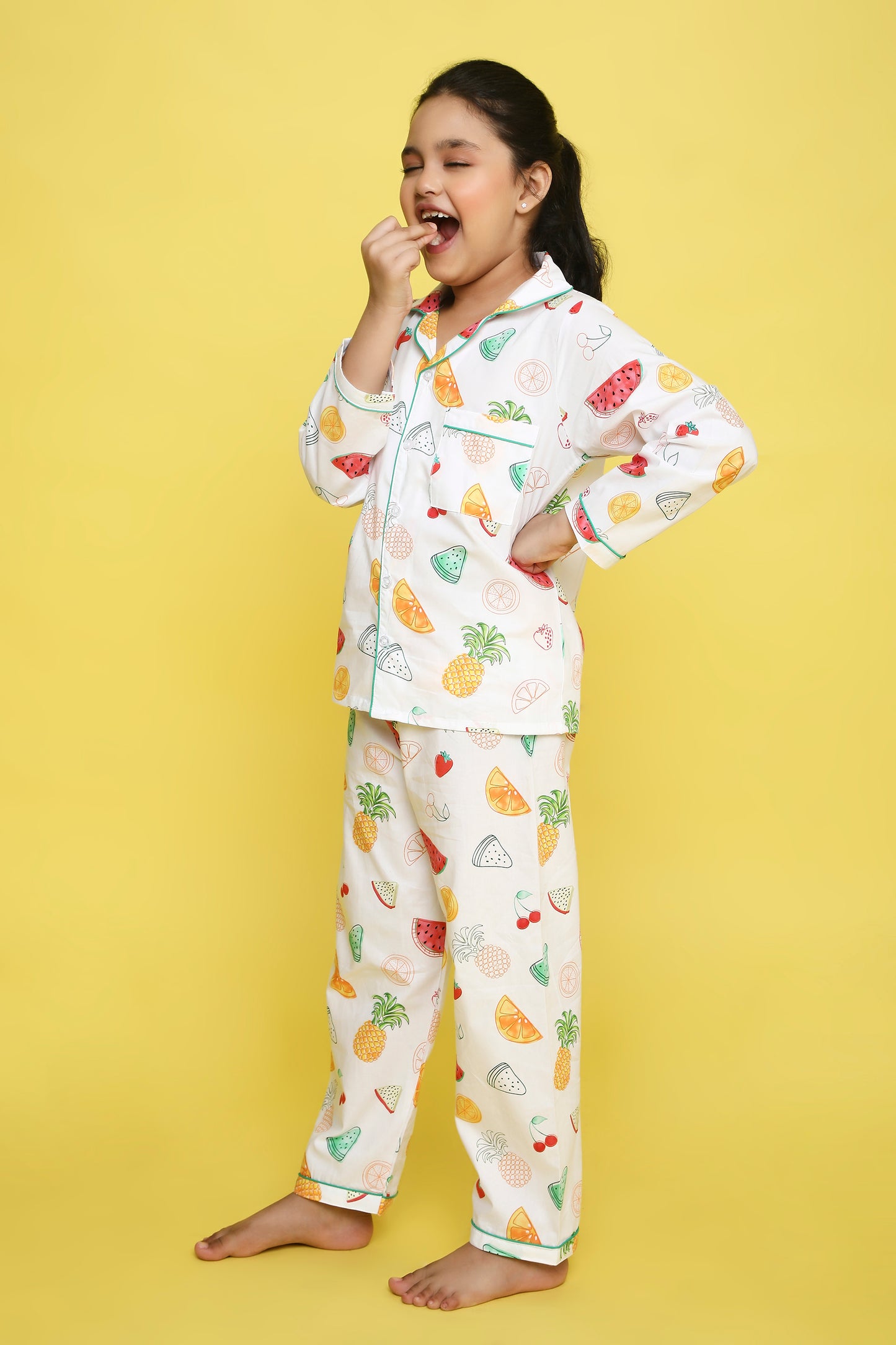 Fruits Print Night Suit- White