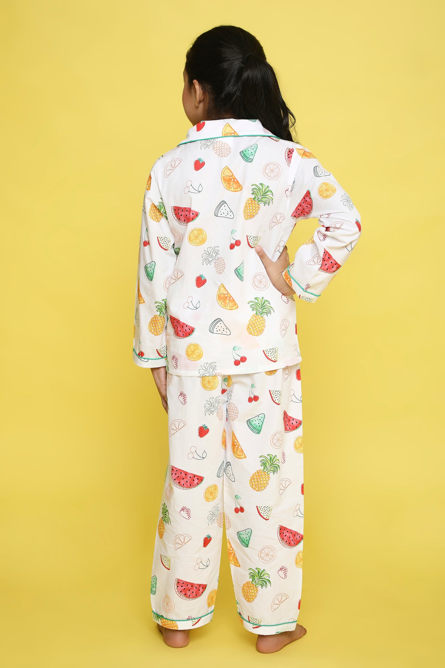 Fruits Print Night Suit- White