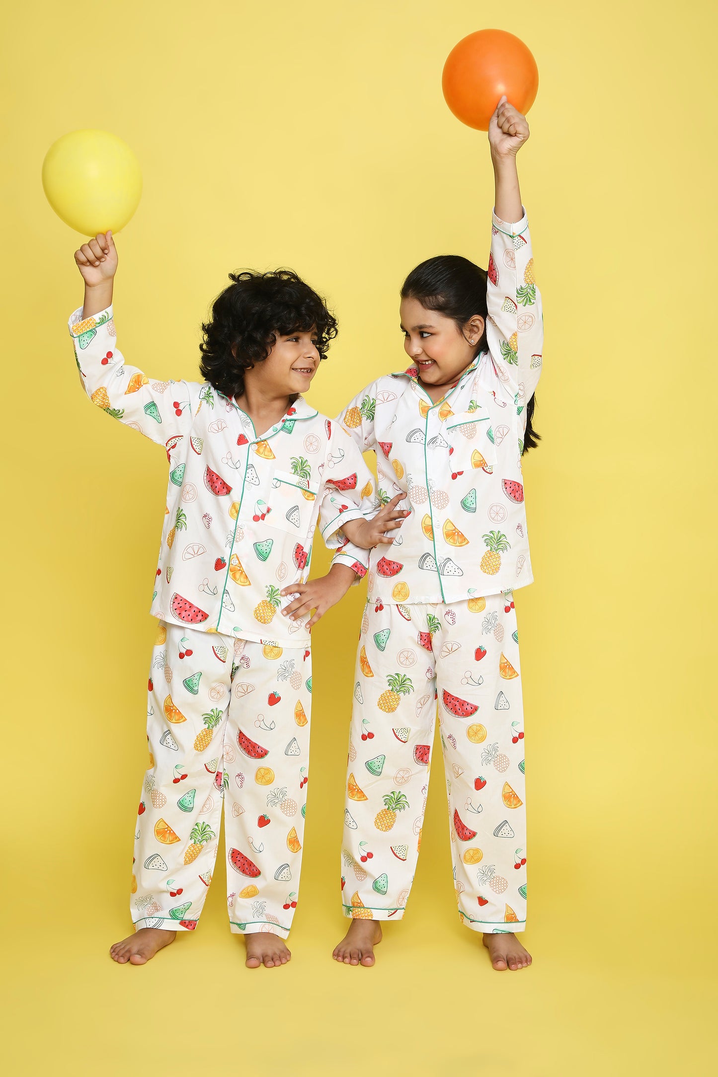 Fruits Print Night Suit- White