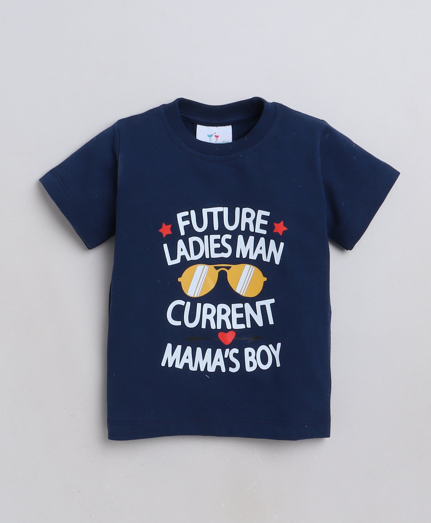 Mama's Boy Print T-shirt and Pyjama- Blue and White