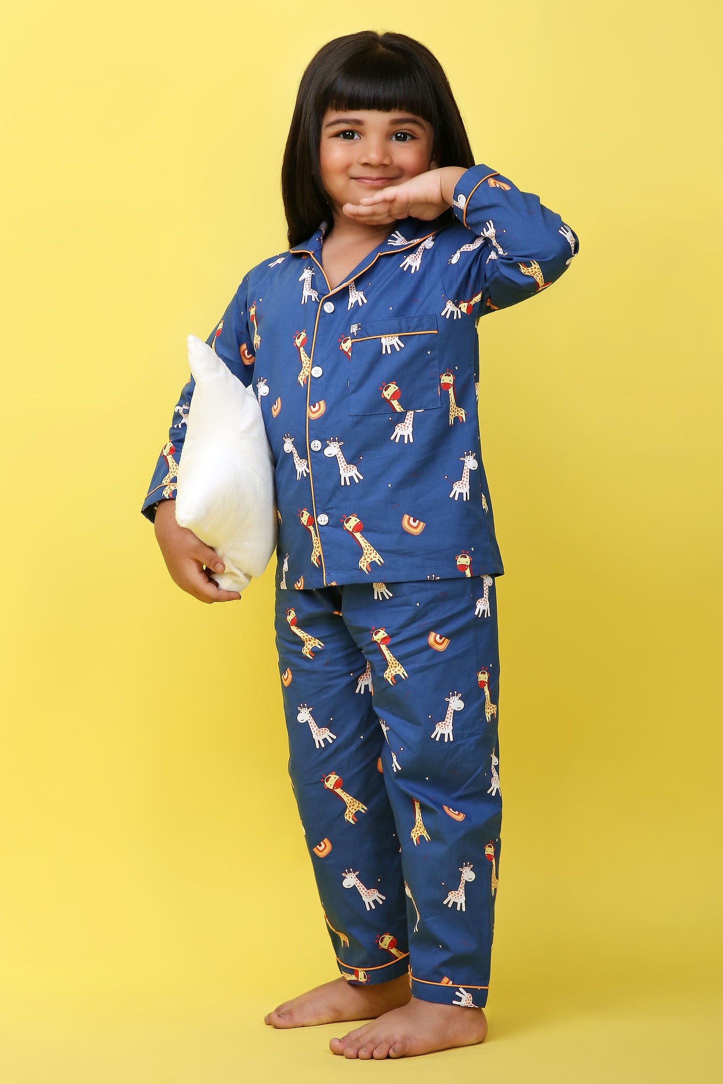 Giraffe Print Nightsuit- Blue