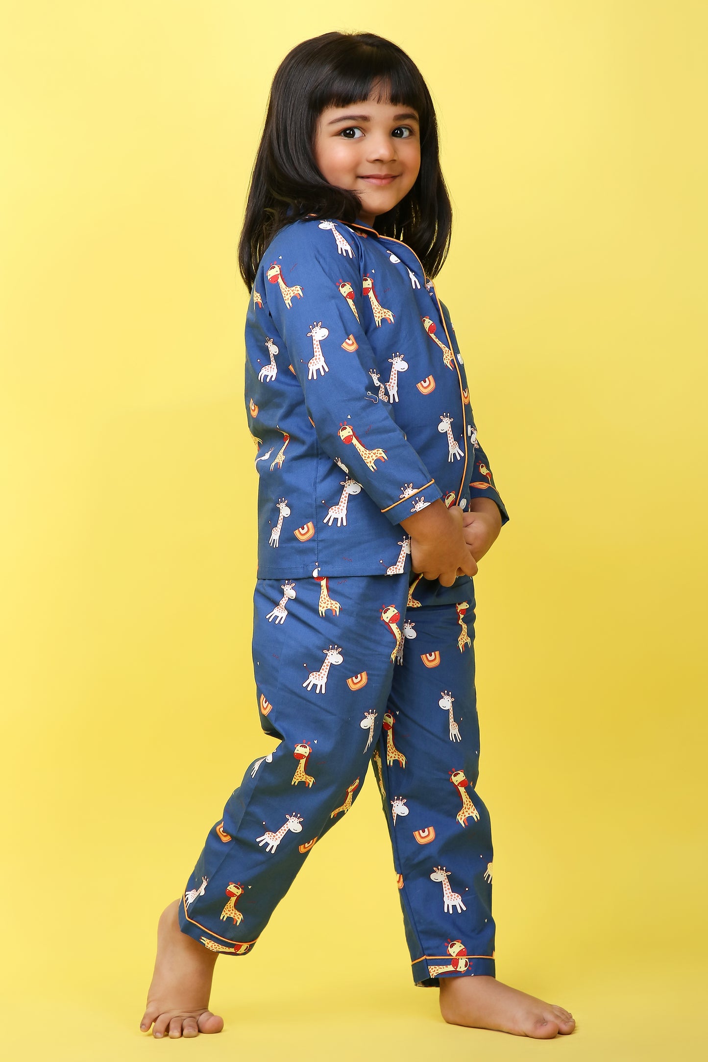 Giraffe Print Nightsuit- Blue