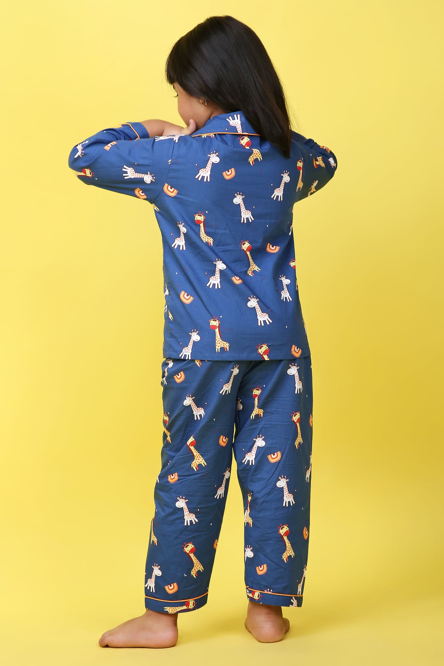 Giraffe Print Nightsuit- Blue