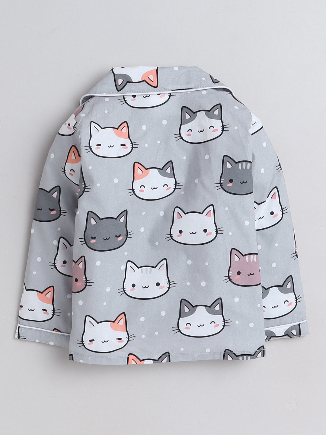 Cats Print Night Suit- Grey